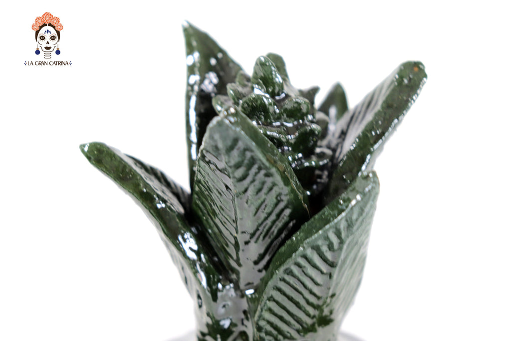 Michoacán Clay Pineapple - Green small barrel cactus - 7.7 in. - Made to Order Juan Gtz