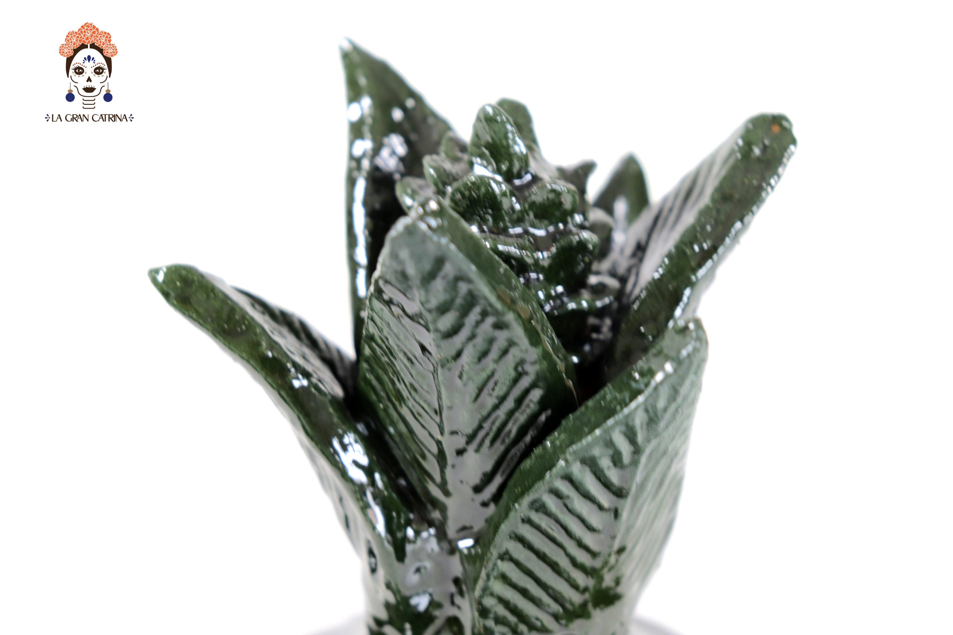 Michoacán Clay Pineapple - Green small barrel cactus - 7.7 in. - Made to Order Juan Gtz