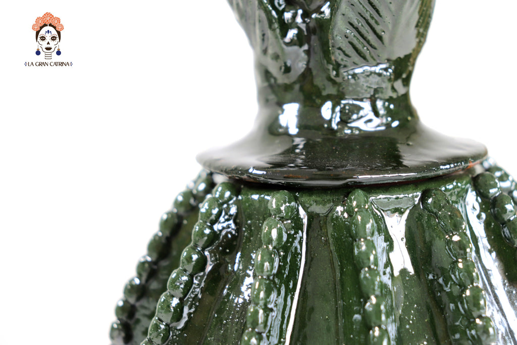 Michoacán Clay Pineapple - Green small barrel cactus - 7.7 in. - Made to Order Juan Gtz