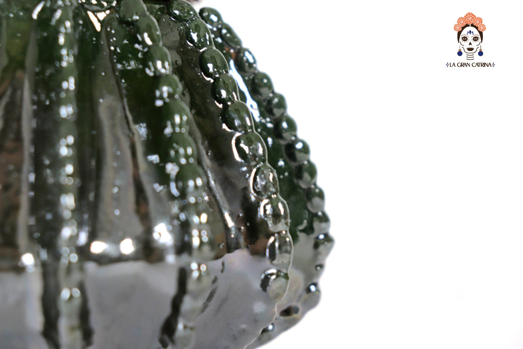 Michoacán Clay Pineapple - Green small barrel cactus - 7.7 in. - Made to Order Juan Gtz