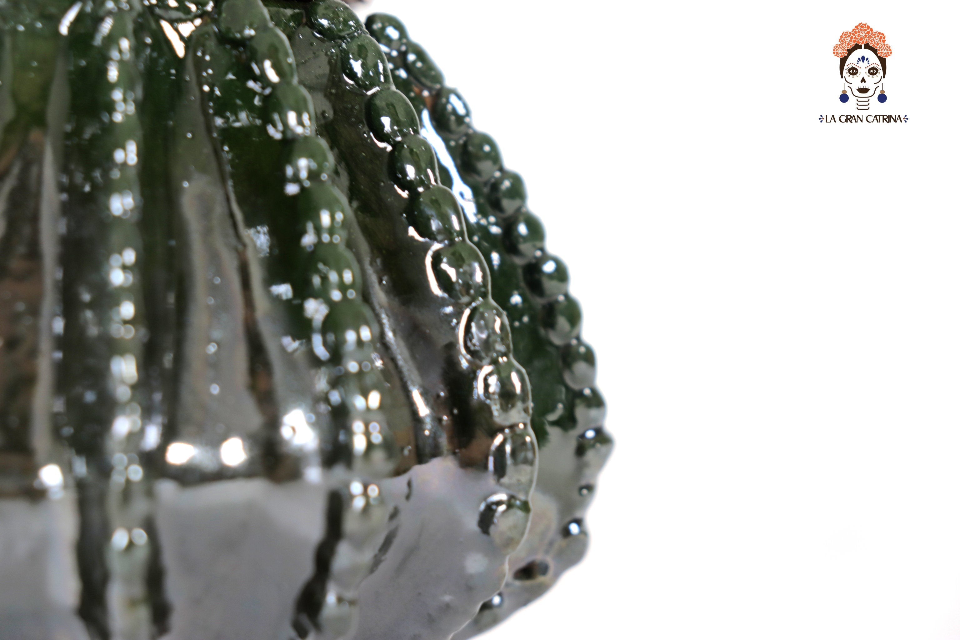 Michoacán Clay Pineapple - Green small barrel cactus - 7.7 in. - Made to Order Juan Gtz