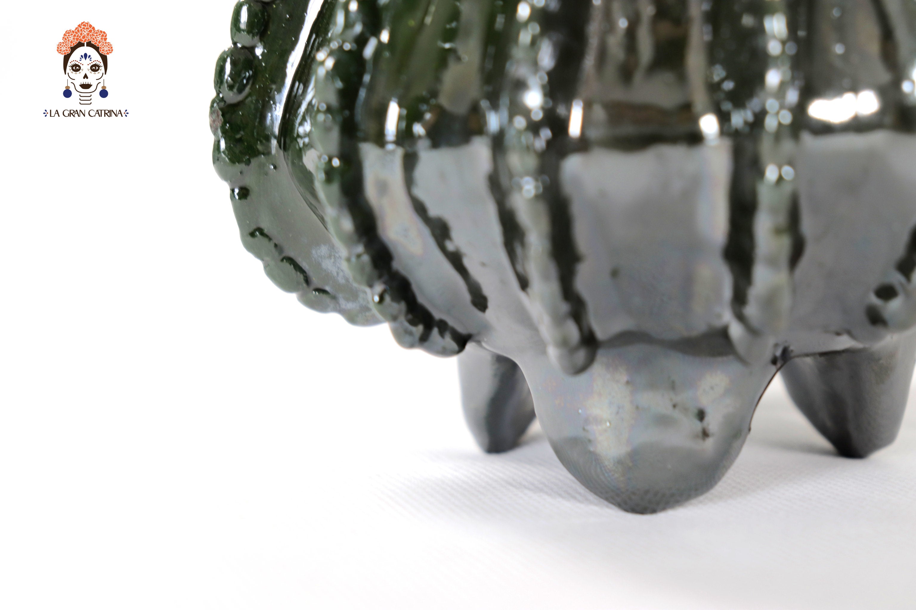 Michoacán Clay Pineapple - Green small barrel cactus - 7.7 in. - Made to Order Juan Gtz