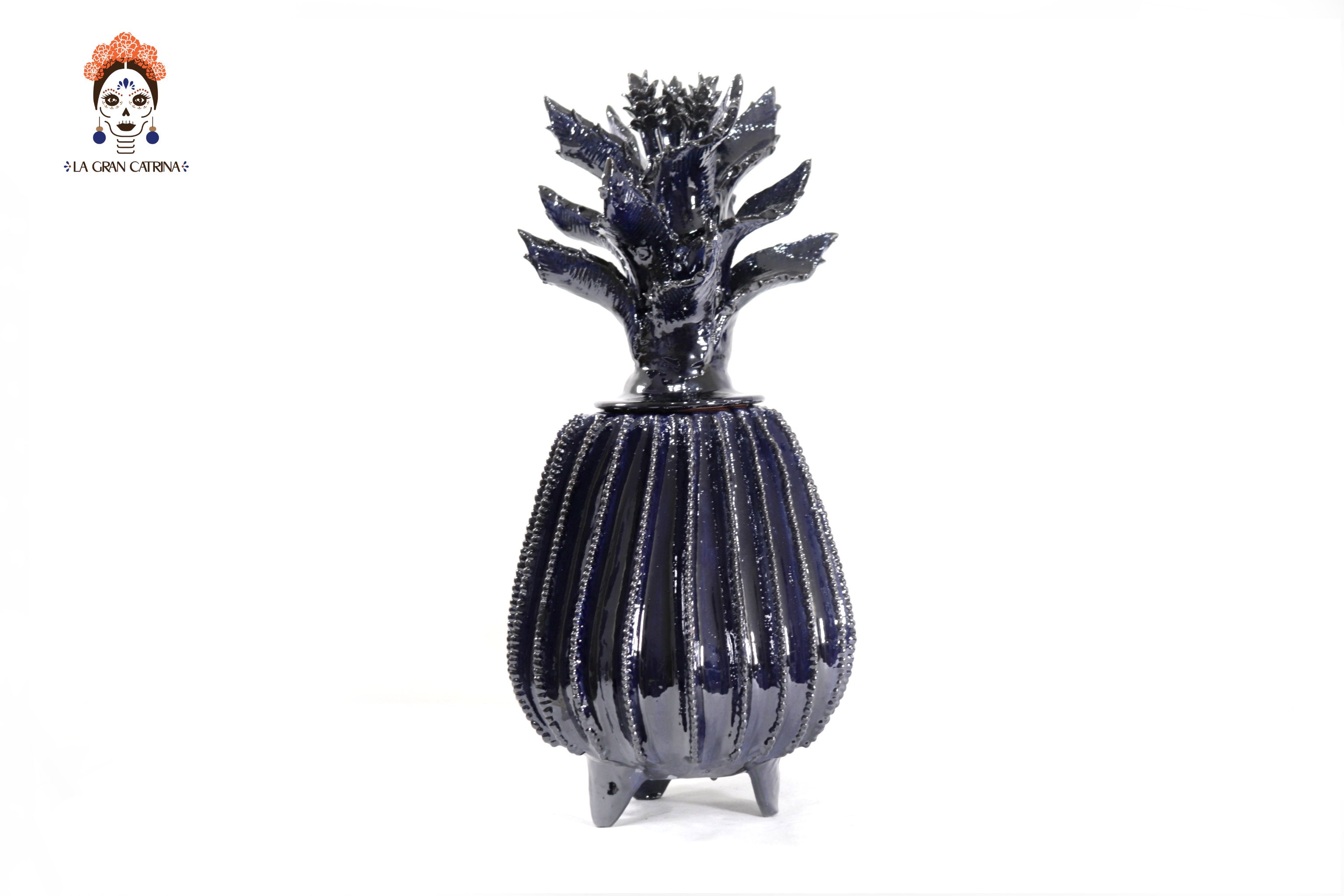 Blue Barrel Cactus Pineapple with Special Lid - 19.6 in. Juan Gtz
