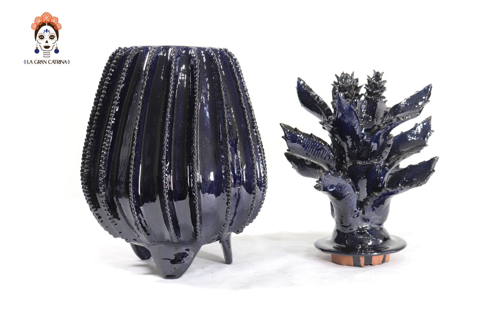 Blue Barrel Cactus Pineapple with Special Lid - 19.6 in. Juan Gtz