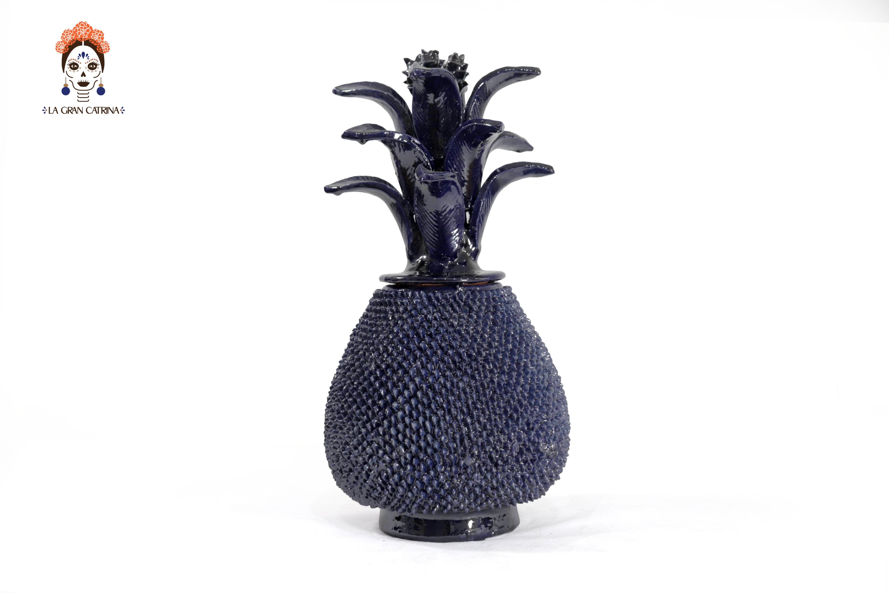 Michoacán Clay Pineapple - Spikes blue - 20 in. Juan Gtz
