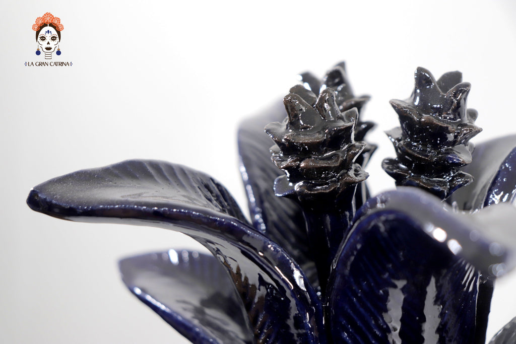 Michoacán Clay Pineapple - Spikes blue - 20 in. Juan Gtz