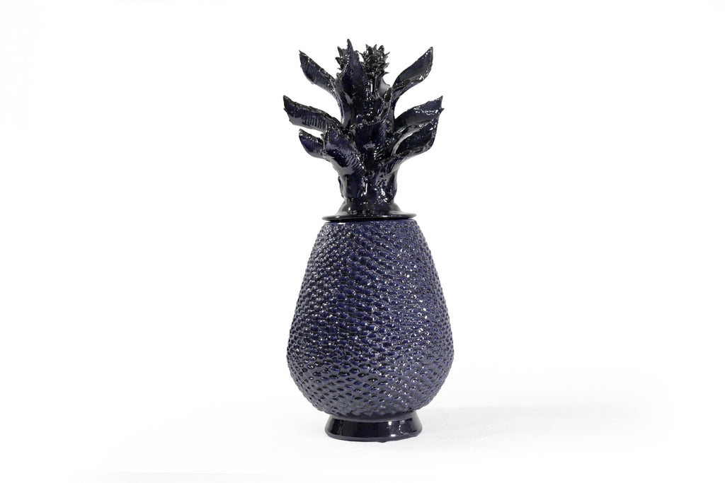 Blue Pineapple of tejido with Wavy Lid - 20 in. Juan Gtz