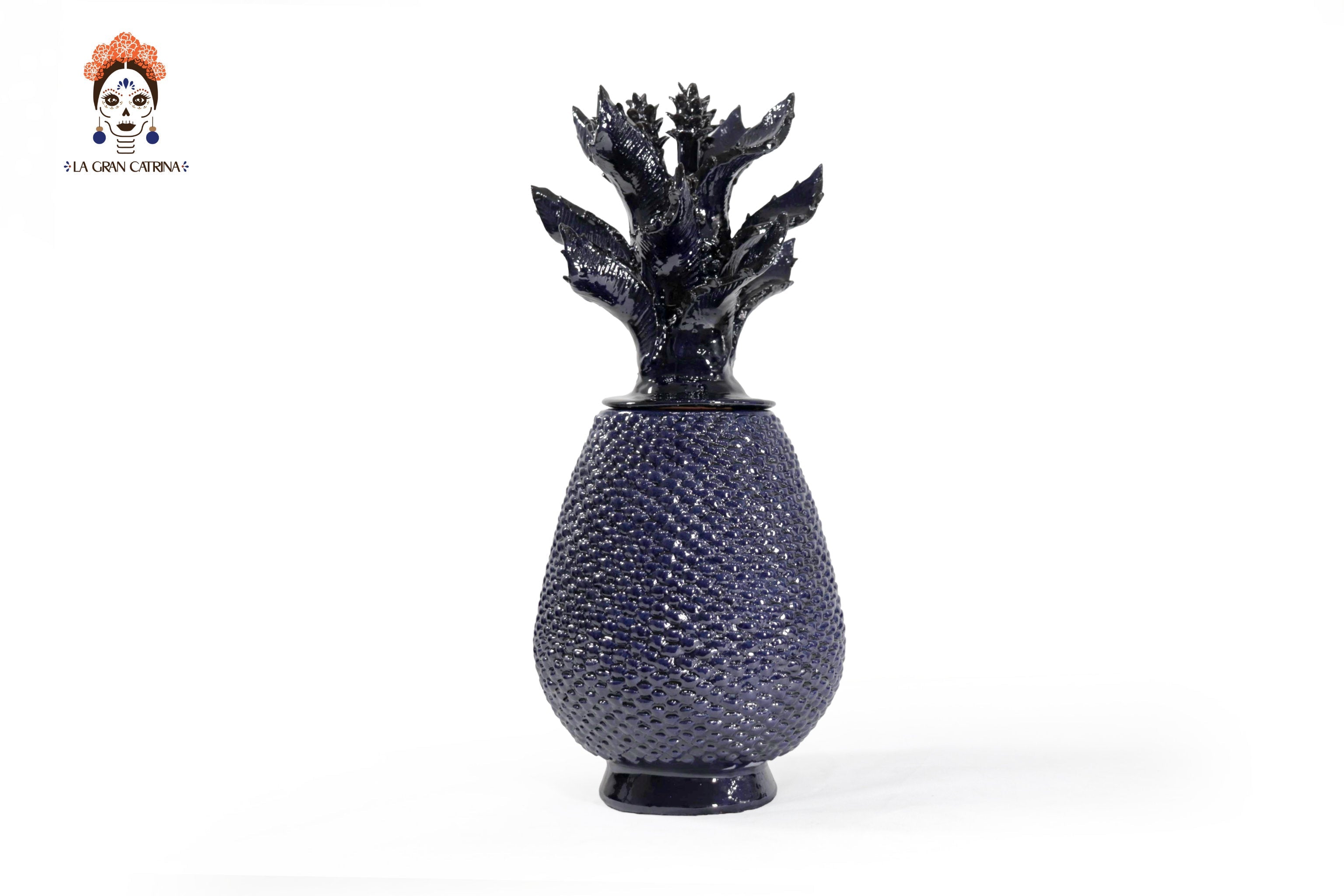Blue Pineapple of tejido with Wavy Lid - 20 in. Juan Gtz