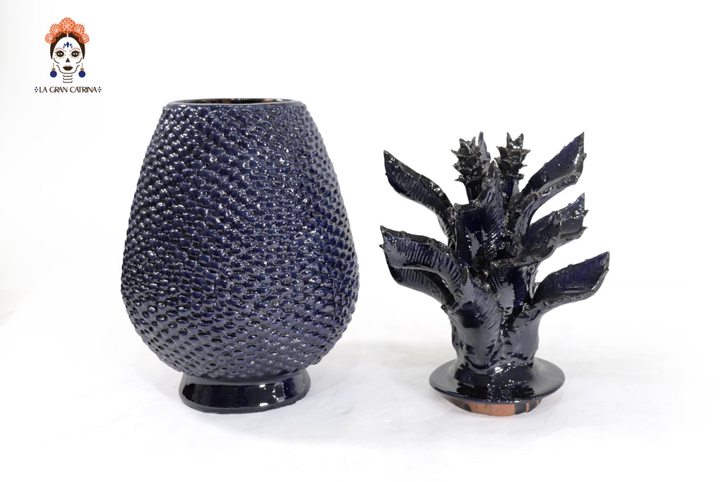 Blue Pineapple of tejido with Wavy Lid - 20 in. Juan Gtz