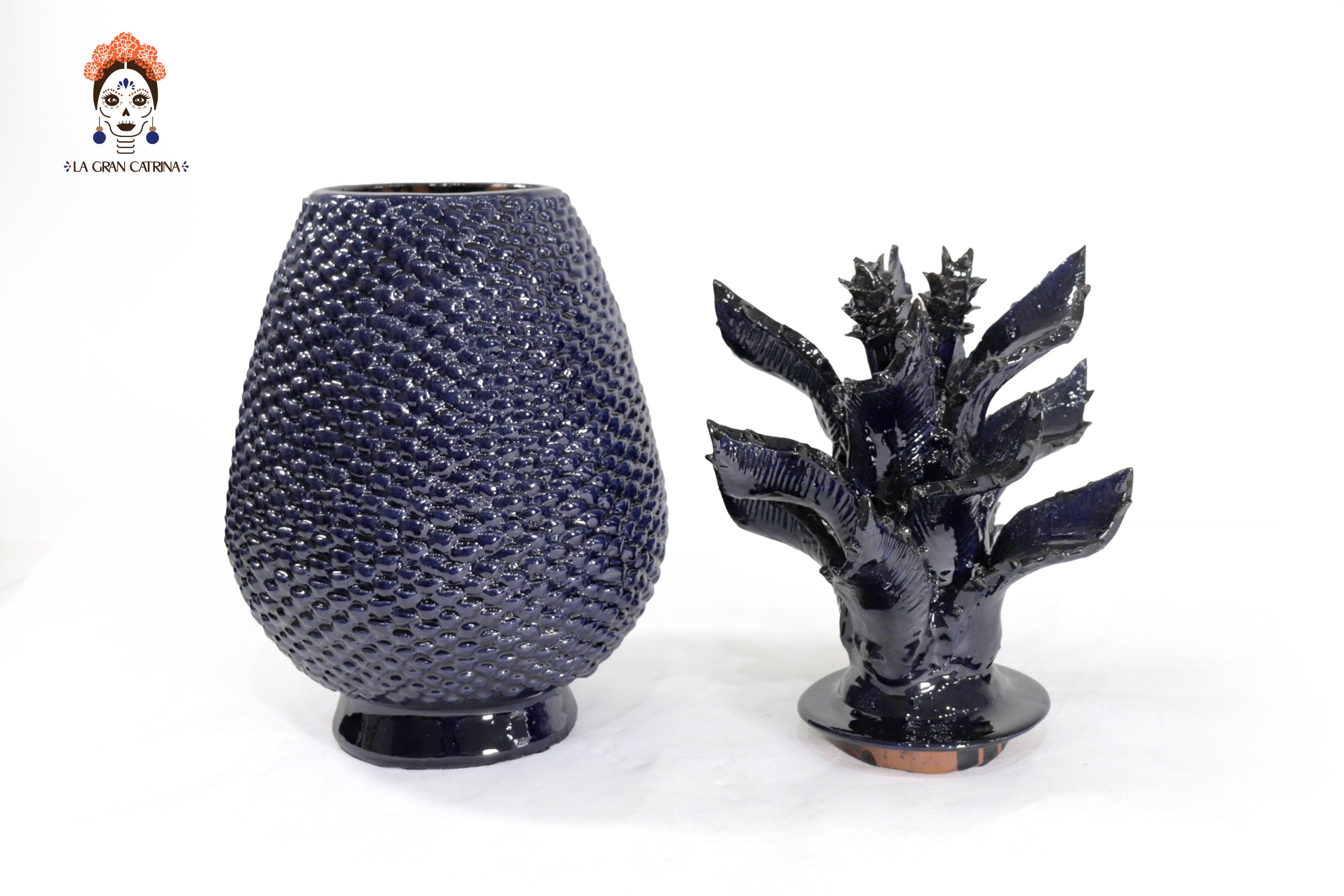 Blue Pineapple of tejido with Wavy Lid - 20 in. Juan Gtz