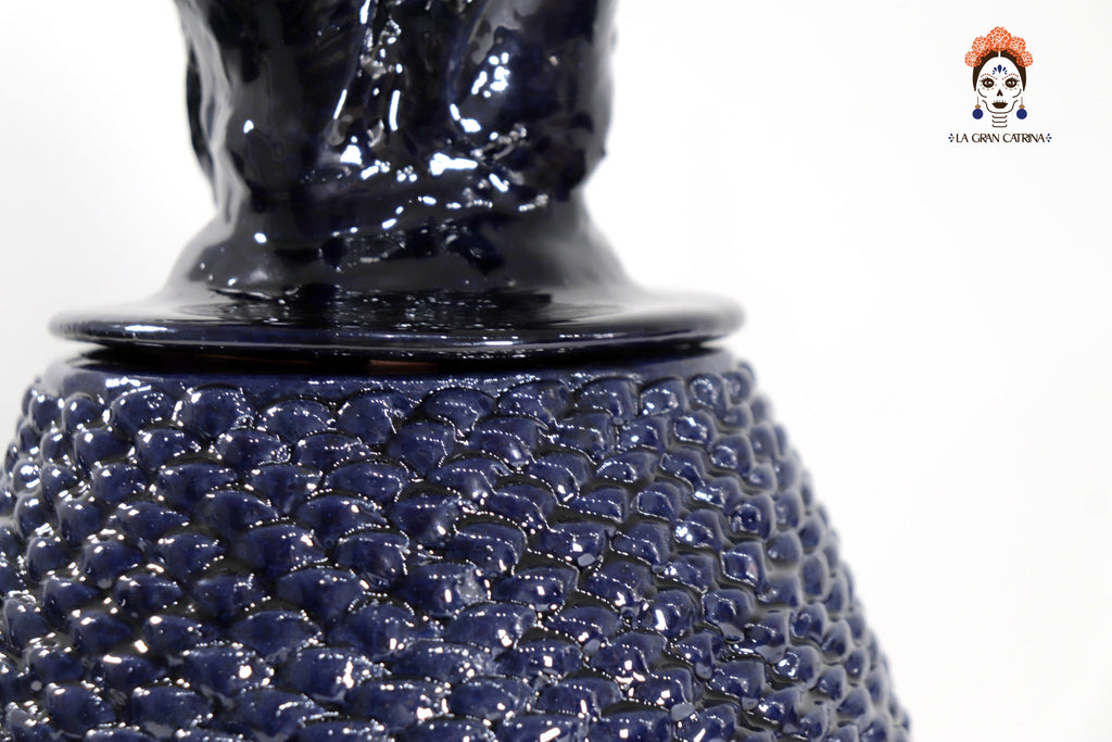 Blue Pineapple of tejido with Wavy Lid - 20 in. Juan Gtz
