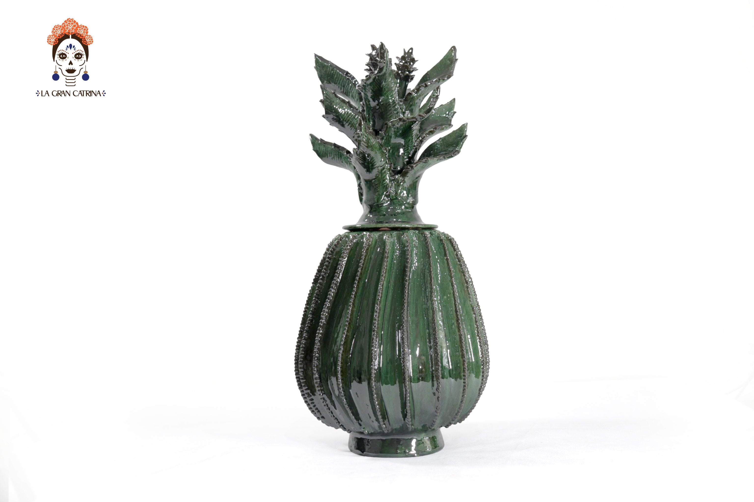 Green Barrel Cactus Pineapple with Special Lid - 19.6 in. - Made to Order Juan Gtz