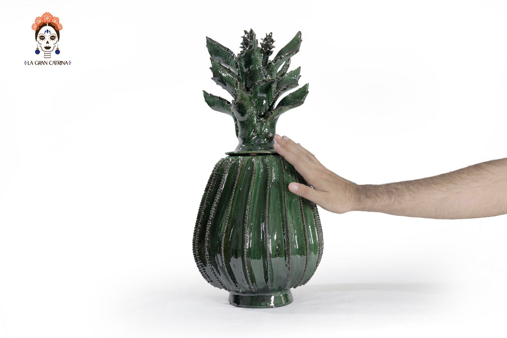 Green Barrel Cactus Pineapple with Special Lid - 19.6 in. - Made to Order Juan Gtz