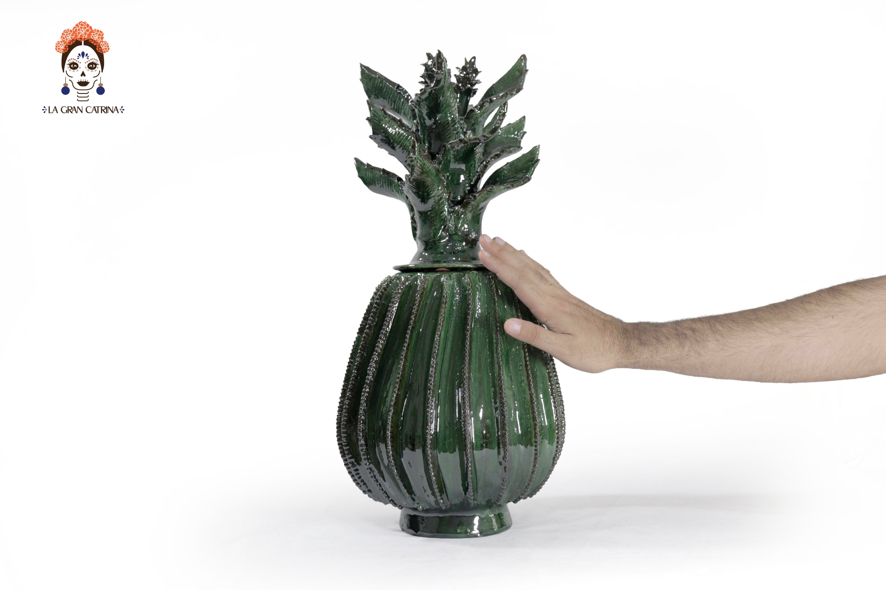 Green Barrel Cactus Pineapple with Special Lid - 19.6 in. - Made to Order Juan Gtz