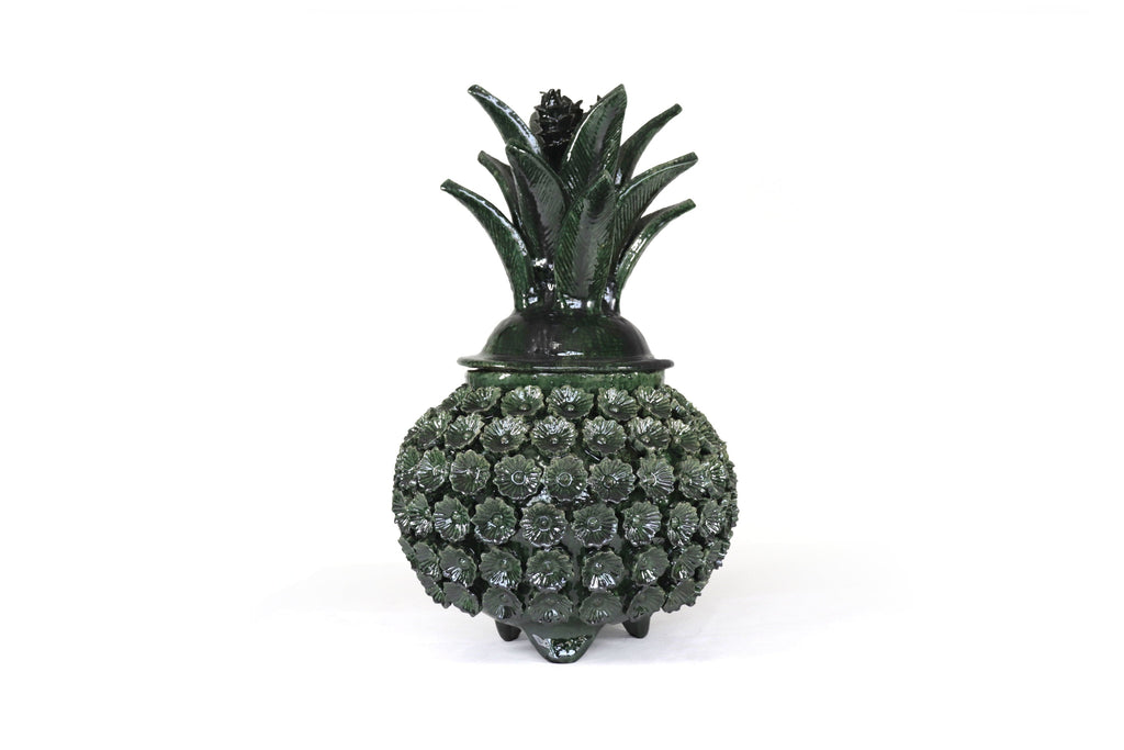 Michoacán Clay Pineapple - Green with Flowers - Tangancícuaro - 18 in.- Made to Order Juan Gtz