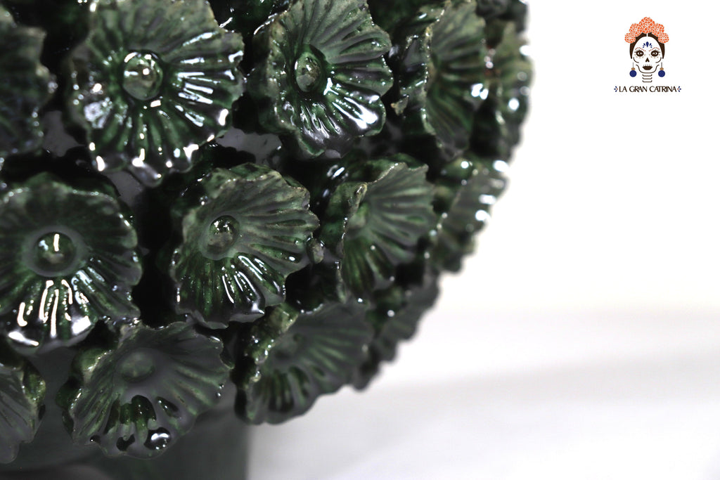 Michoacán Clay Pineapple - Green with Flowers - Tangancícuaro - 18 in.- Made to Order Juan Gtz