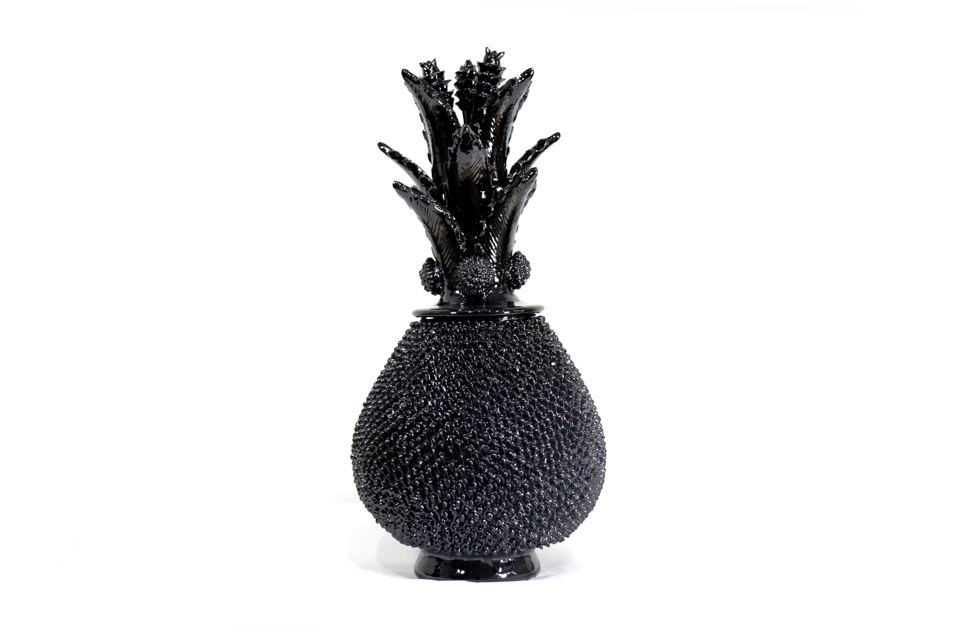 Michoacán Clay Pineapple - Black with Spikes - 20 in. - in. Production Juan Gtz