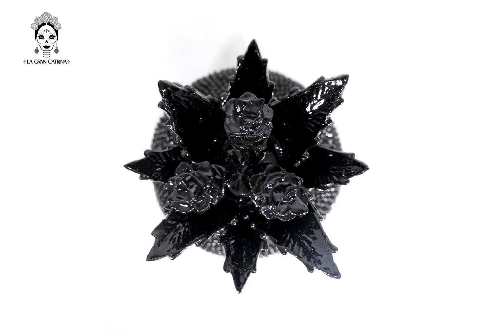 Michoacán Clay Pineapple - Black with Spikes - 20 in. - in. Production Juan Gtz