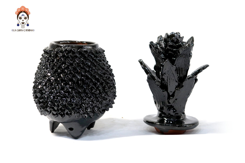 Michoacán Clay Pineapple - Spikes Black - 11 in. Juan Gtz