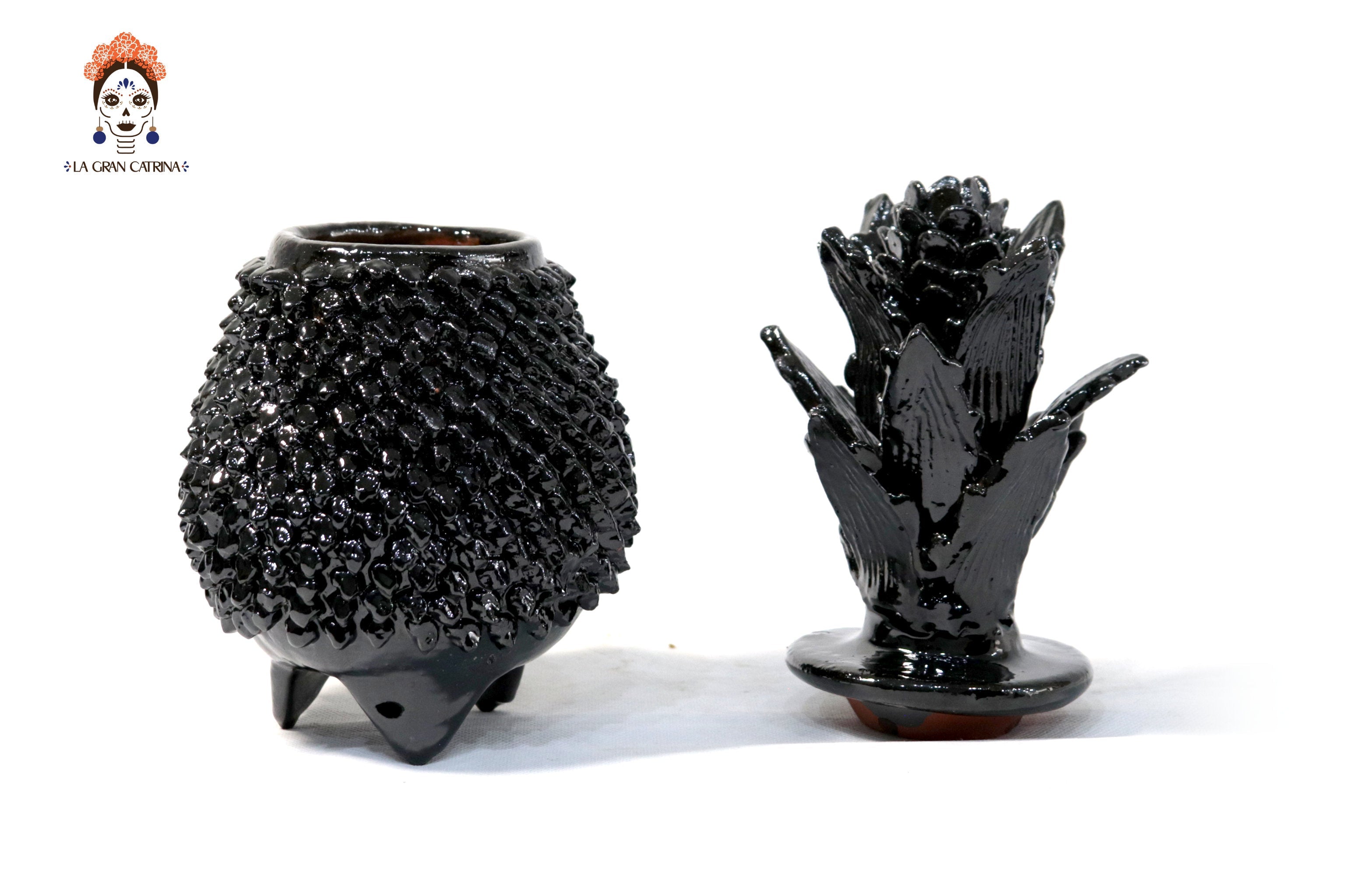 Michoacán Clay Pineapple - Spikes Black - 11 in. Juan Gtz