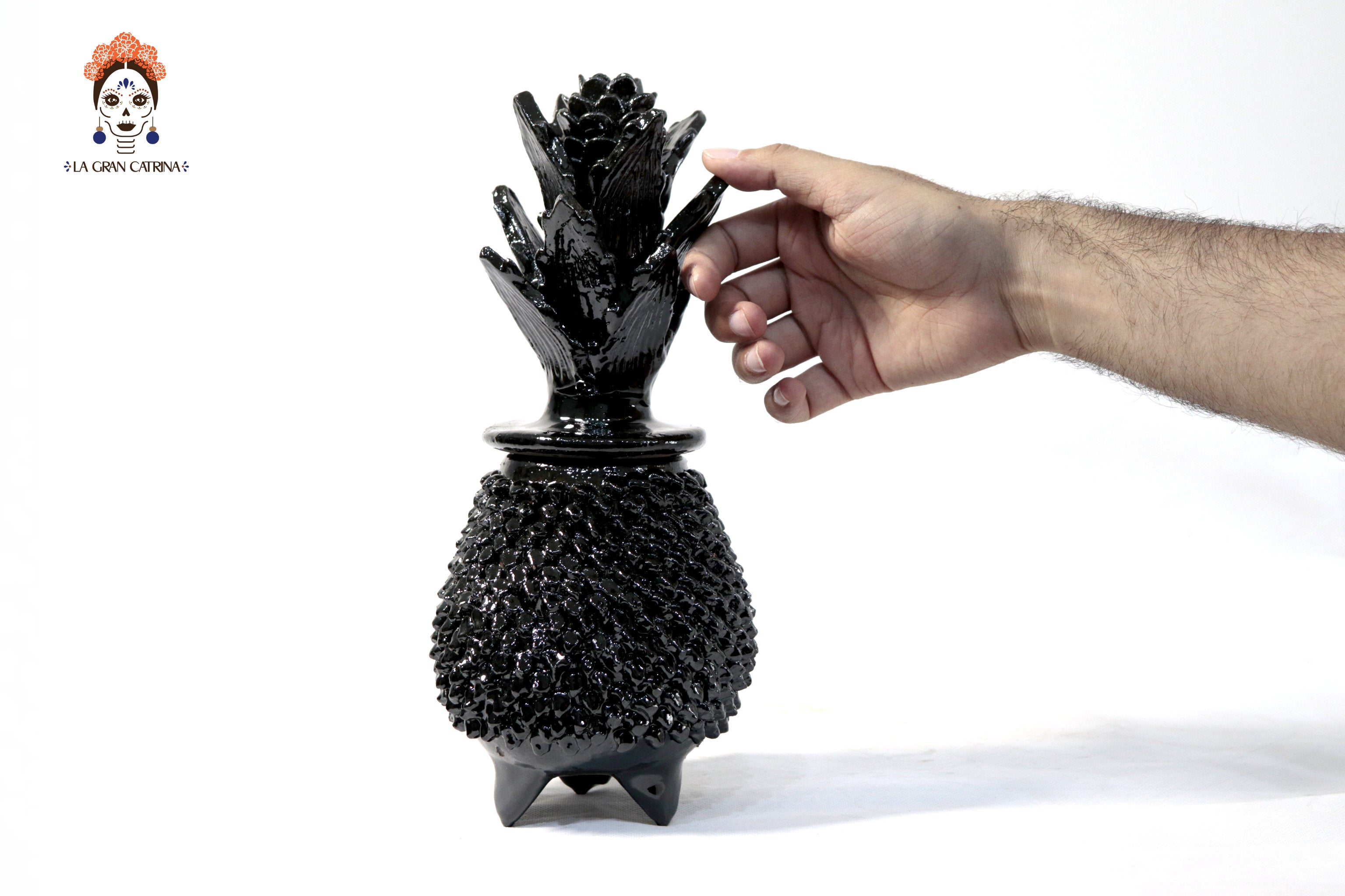 Michoacán Clay Pineapple - Spikes Black - 11 in. Juan Gtz