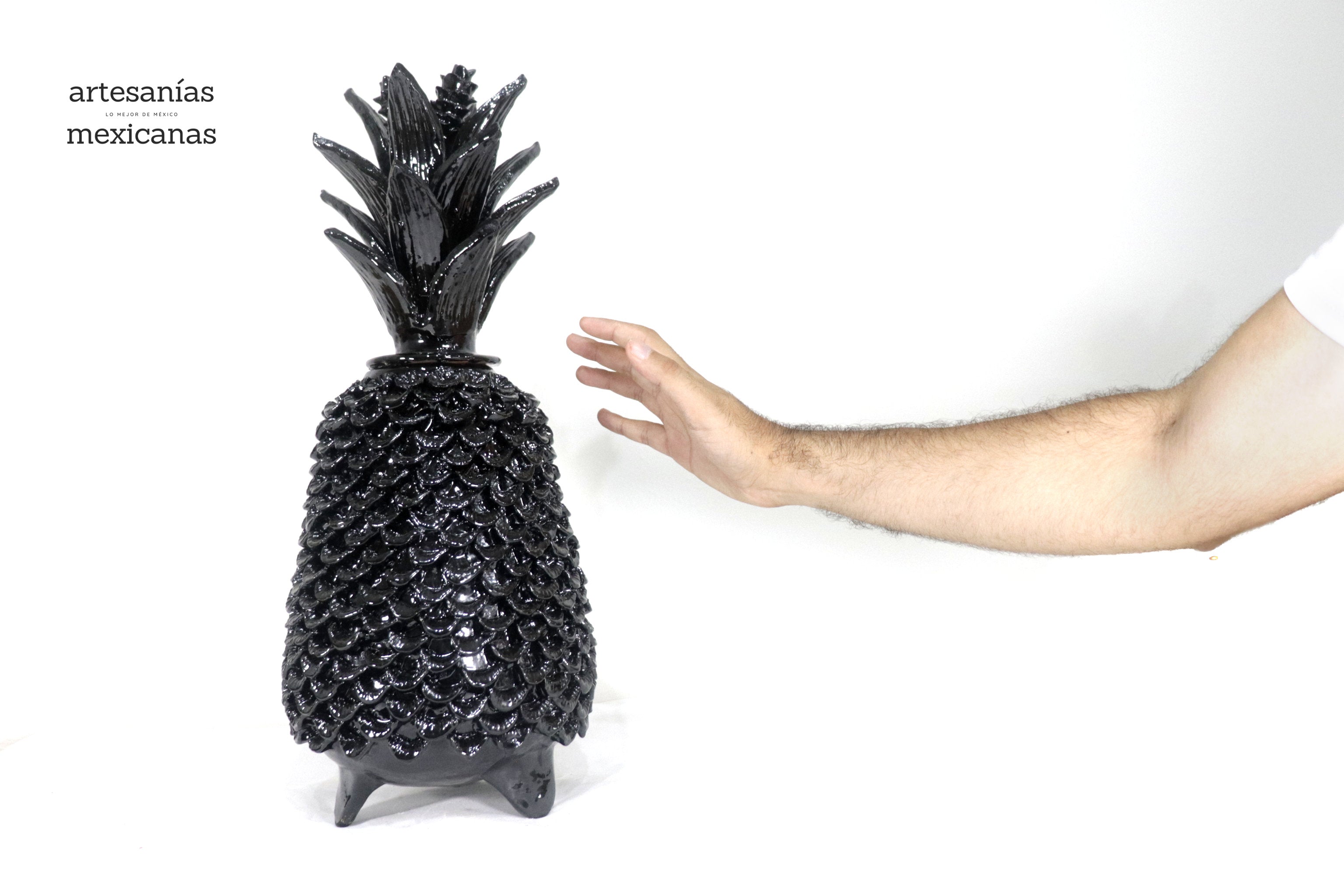 Michoacán Clay Pineapple - Papaya Black - 22 in. Juan Gtz