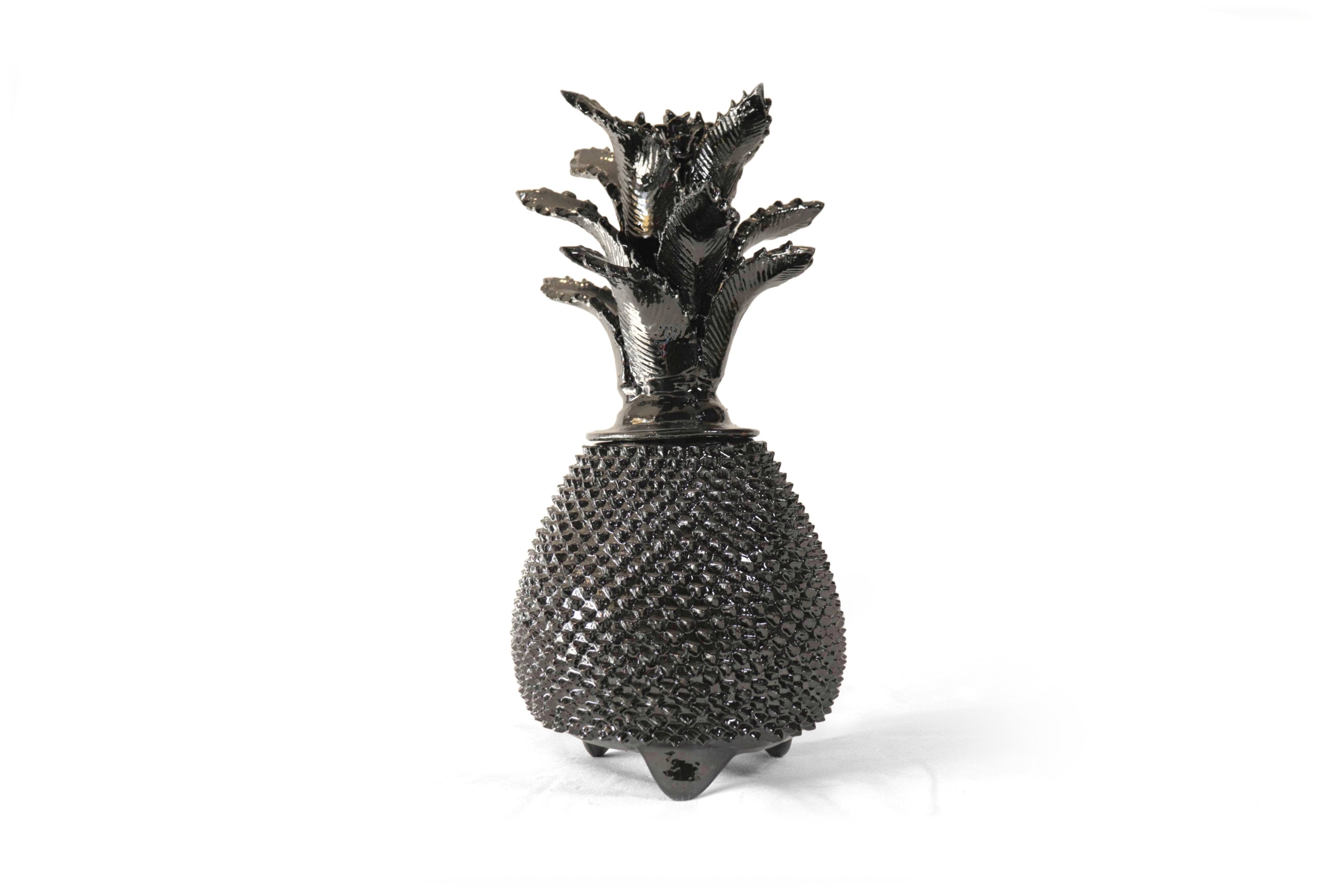 Michoacán Clay Pineapple - Black with Spikes with Special Lid - 19 in. Juan Gtz