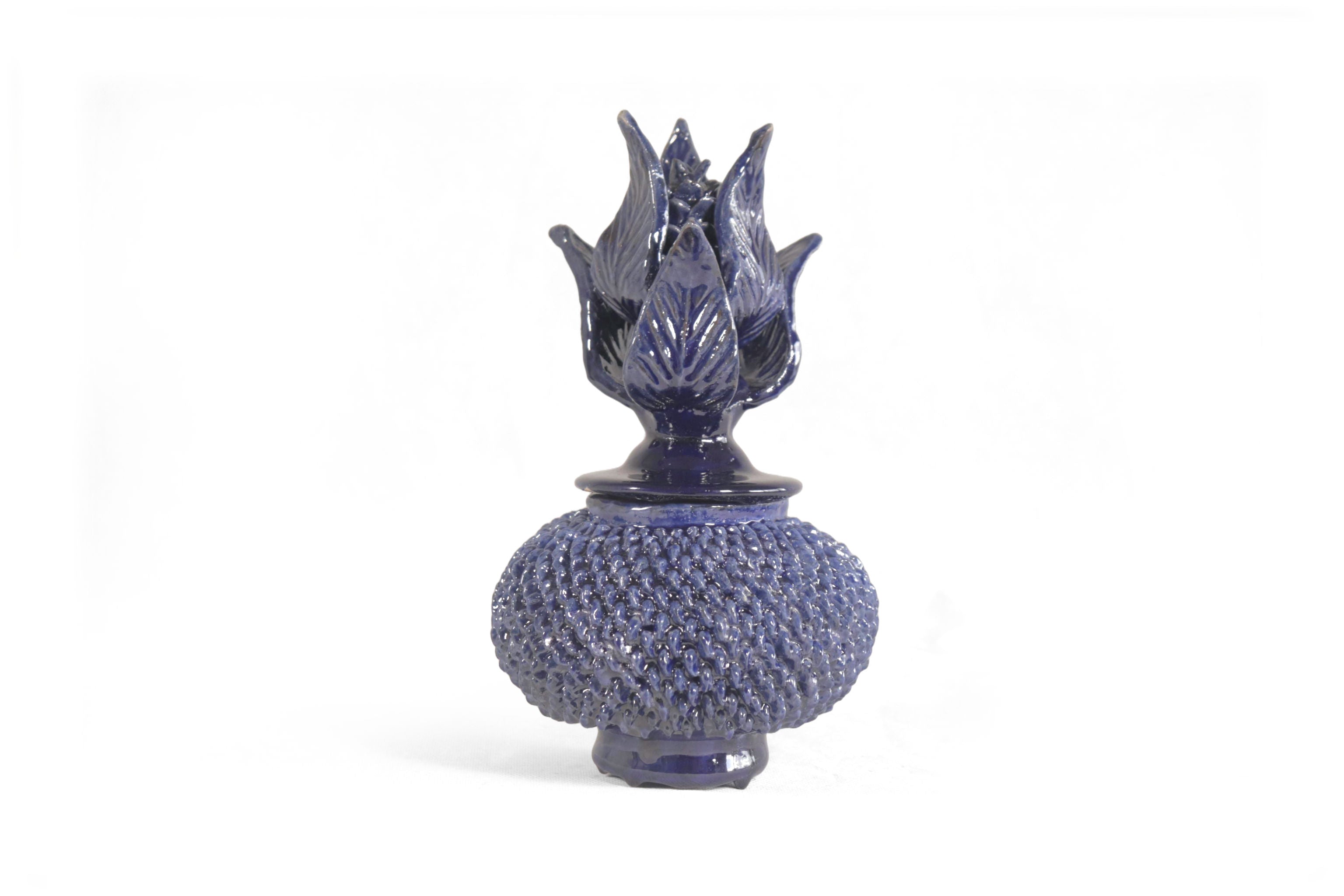 Blue Pineapple with Spikes with Curved Lid - 8.5 in. - in. Production Juan Gtz