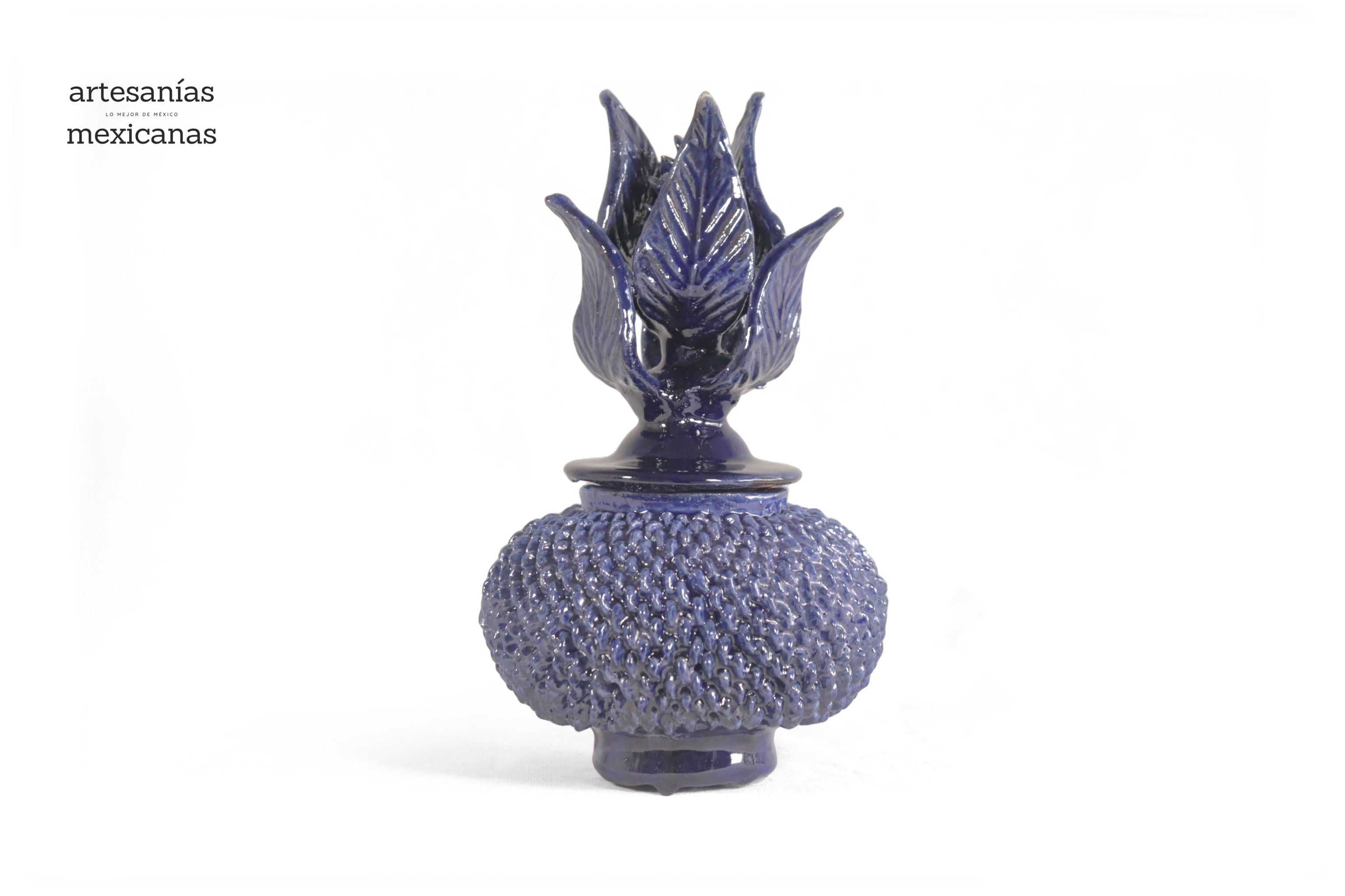 Blue Pineapple with Spikes with Curved Lid - 8.5 in. - in. Production Juan Gtz