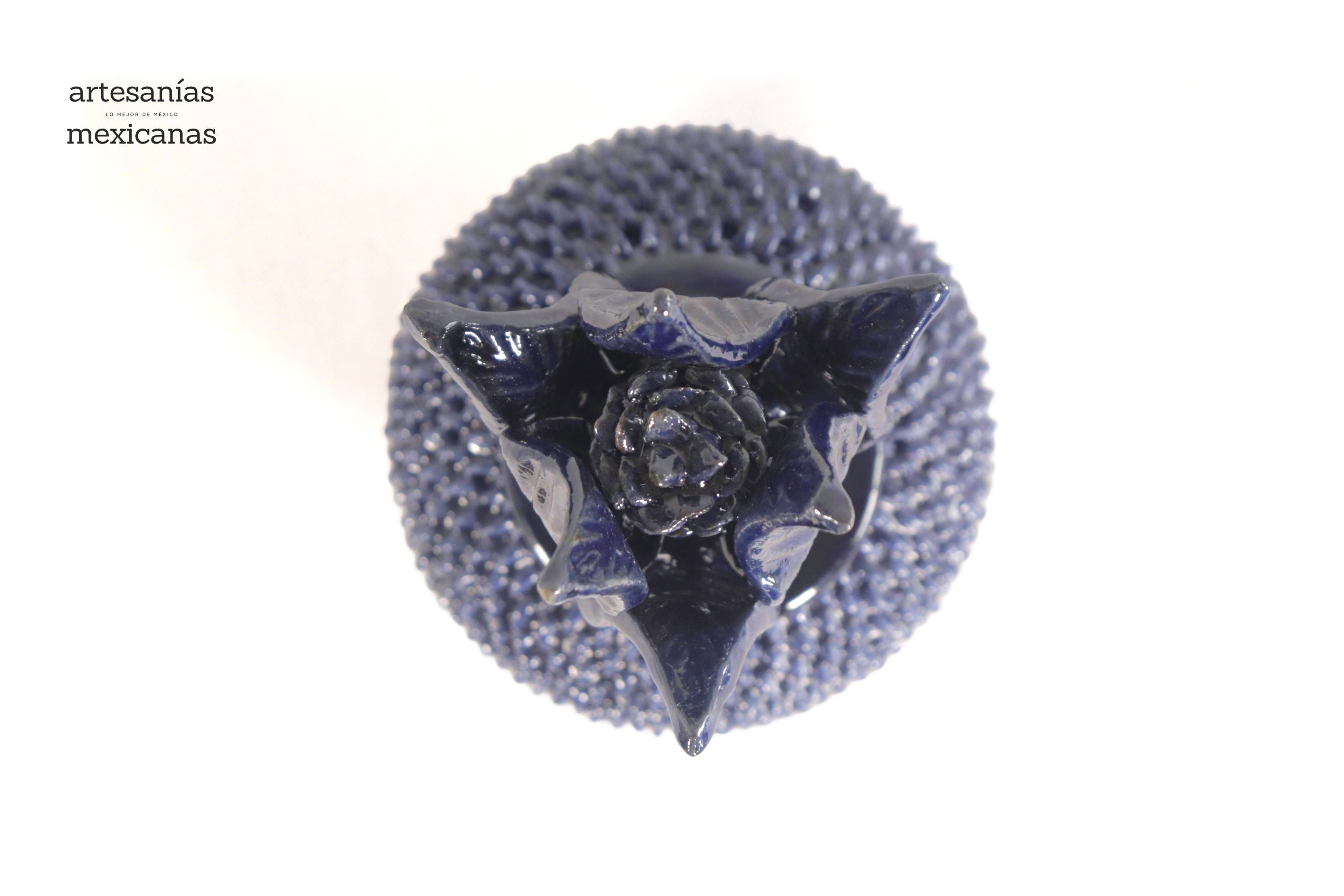 Blue Pineapple with Spikes with Curved Lid - 8.5 in. - in. Production Juan Gtz