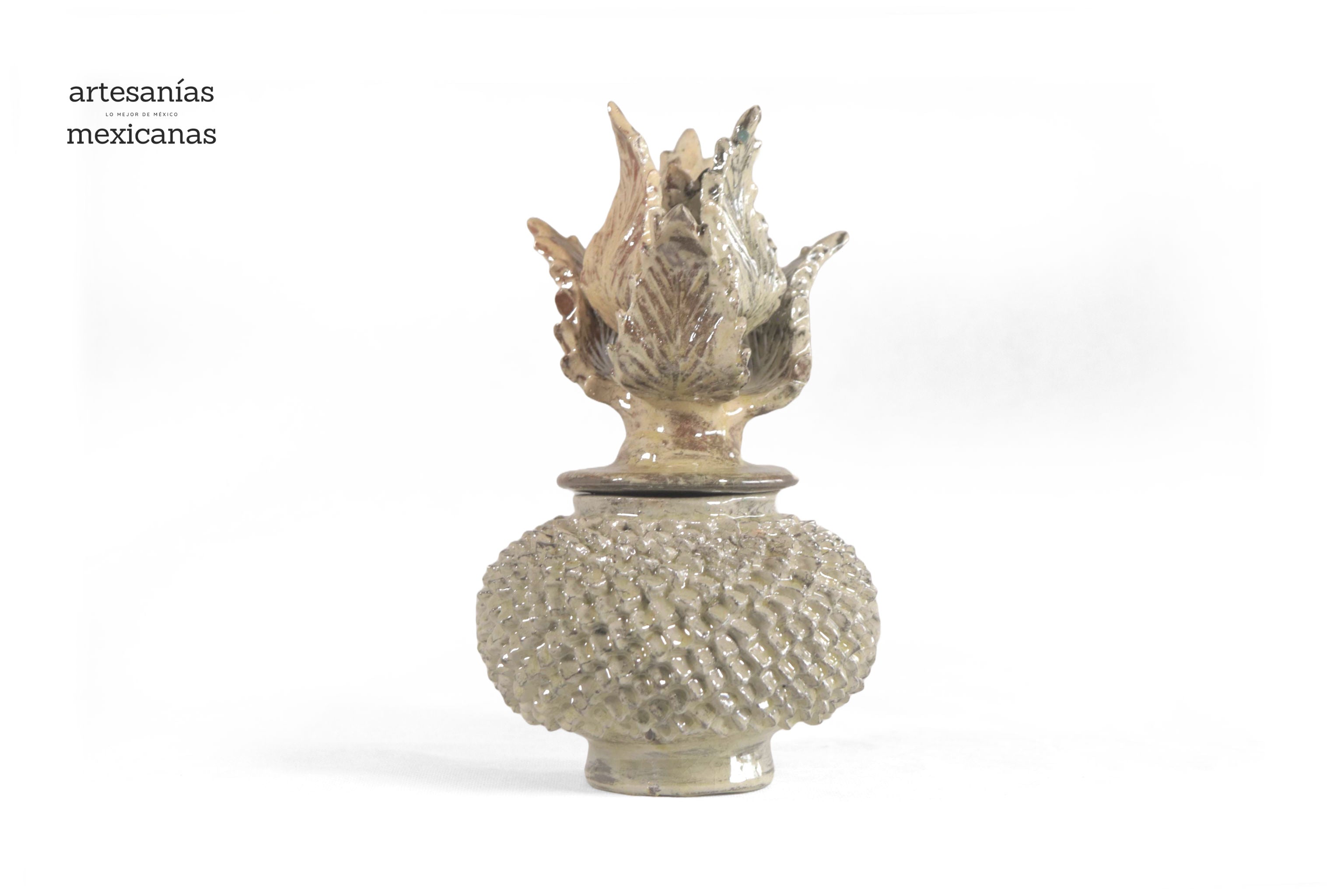 Pineapple Beige with Spikes with Curved Lid - 8.5 in. - in. Production Juan Gtz