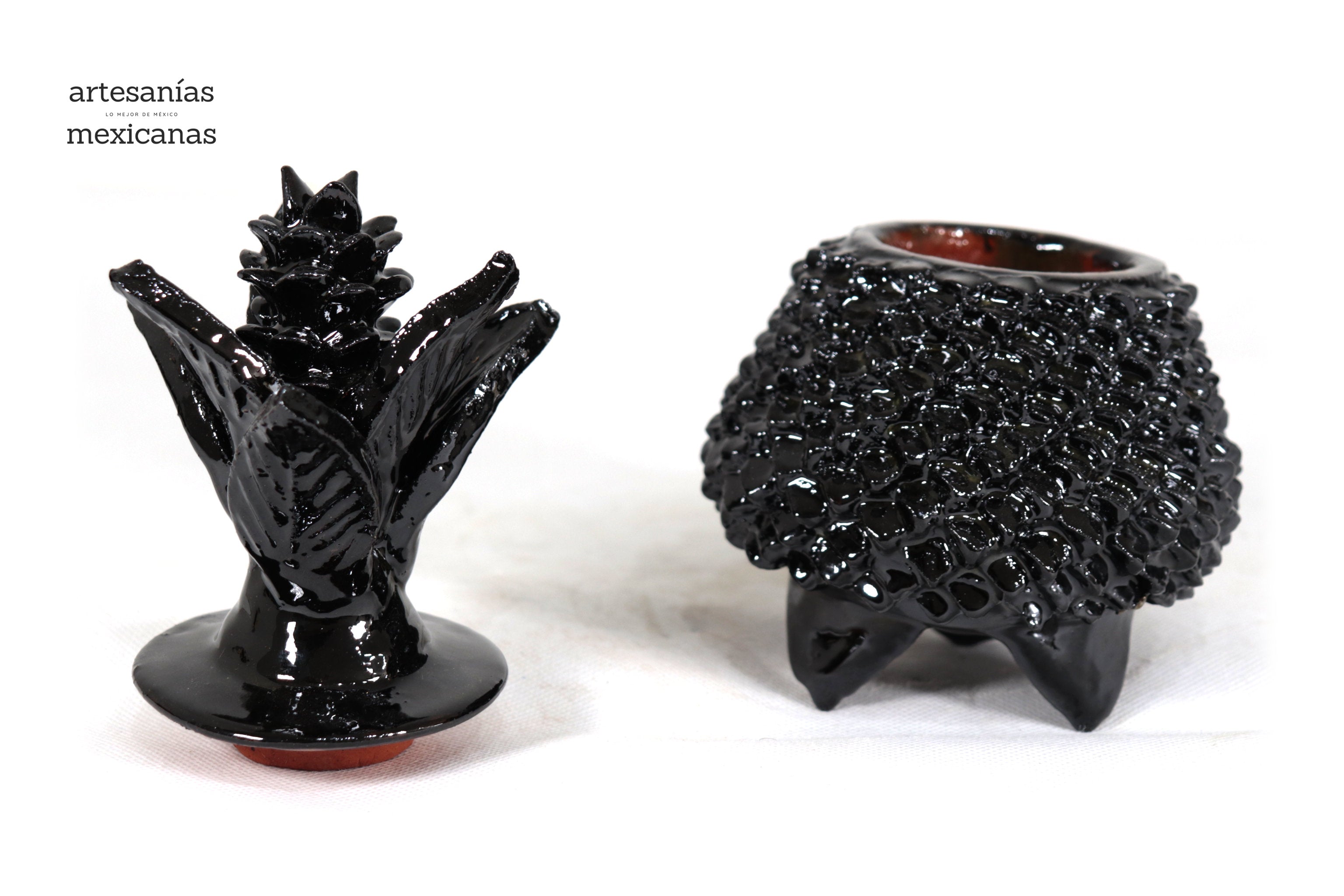Pineapple black Glazed Clay - 7.7 in. Juan Gtz