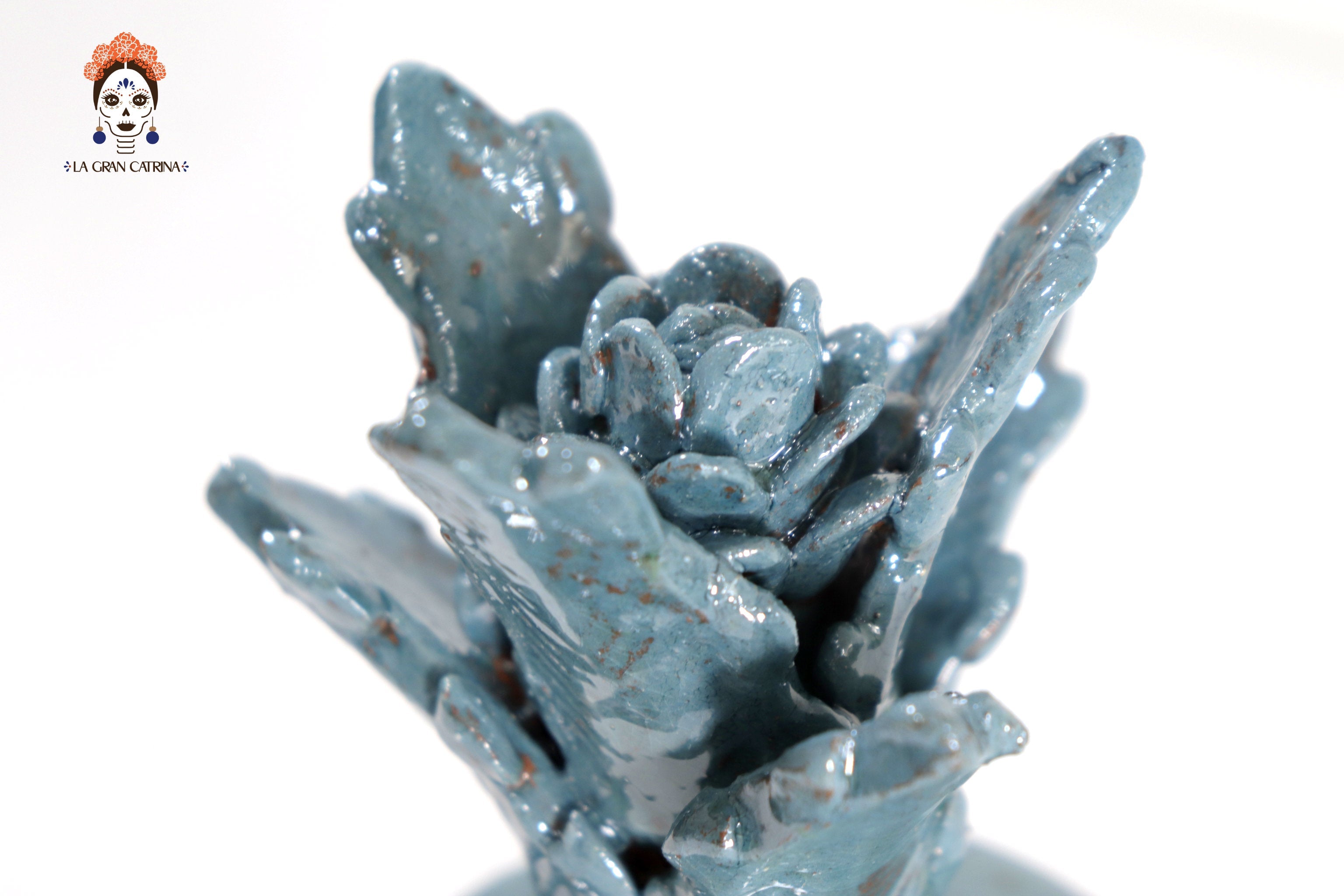 Glazed Clay Pineapple - Brick Pattern turquoise - 7.7 in. Juan Gtz