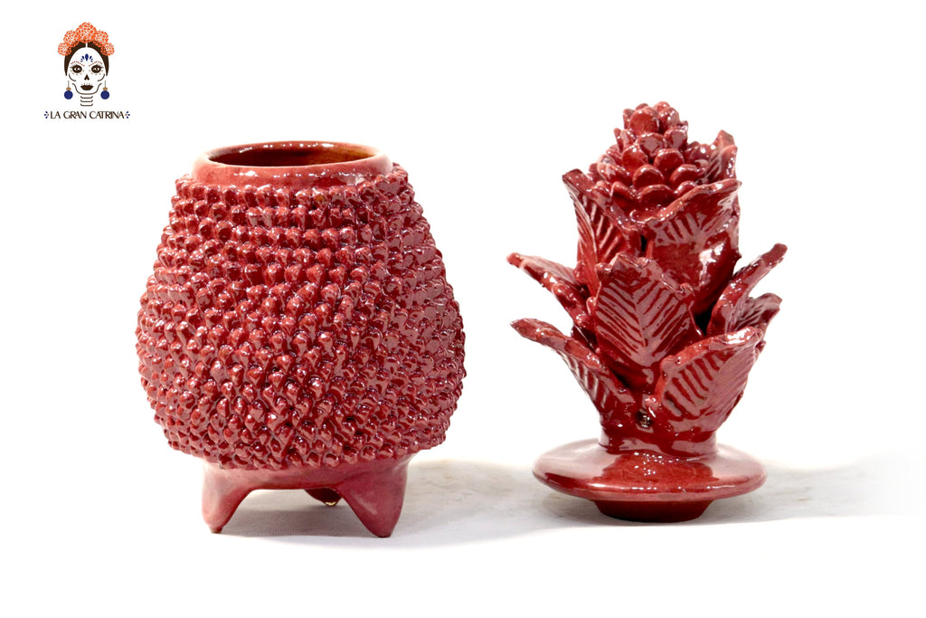Michoacán Clay Pineapple - Spikes red - 11 in. Juan Gtz