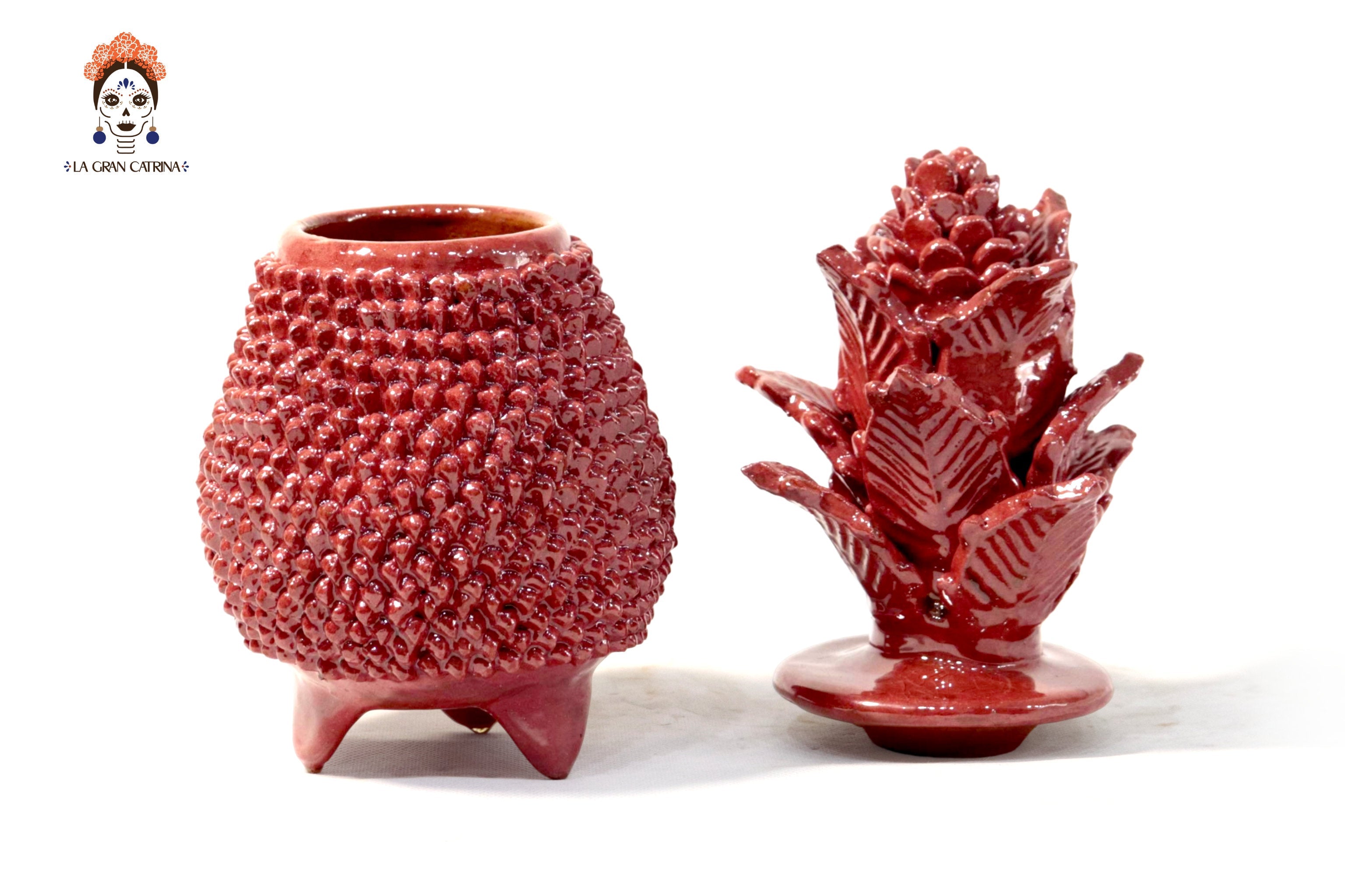 Michoacán Clay Pineapple - Spikes red - 11 in. Juan Gtz