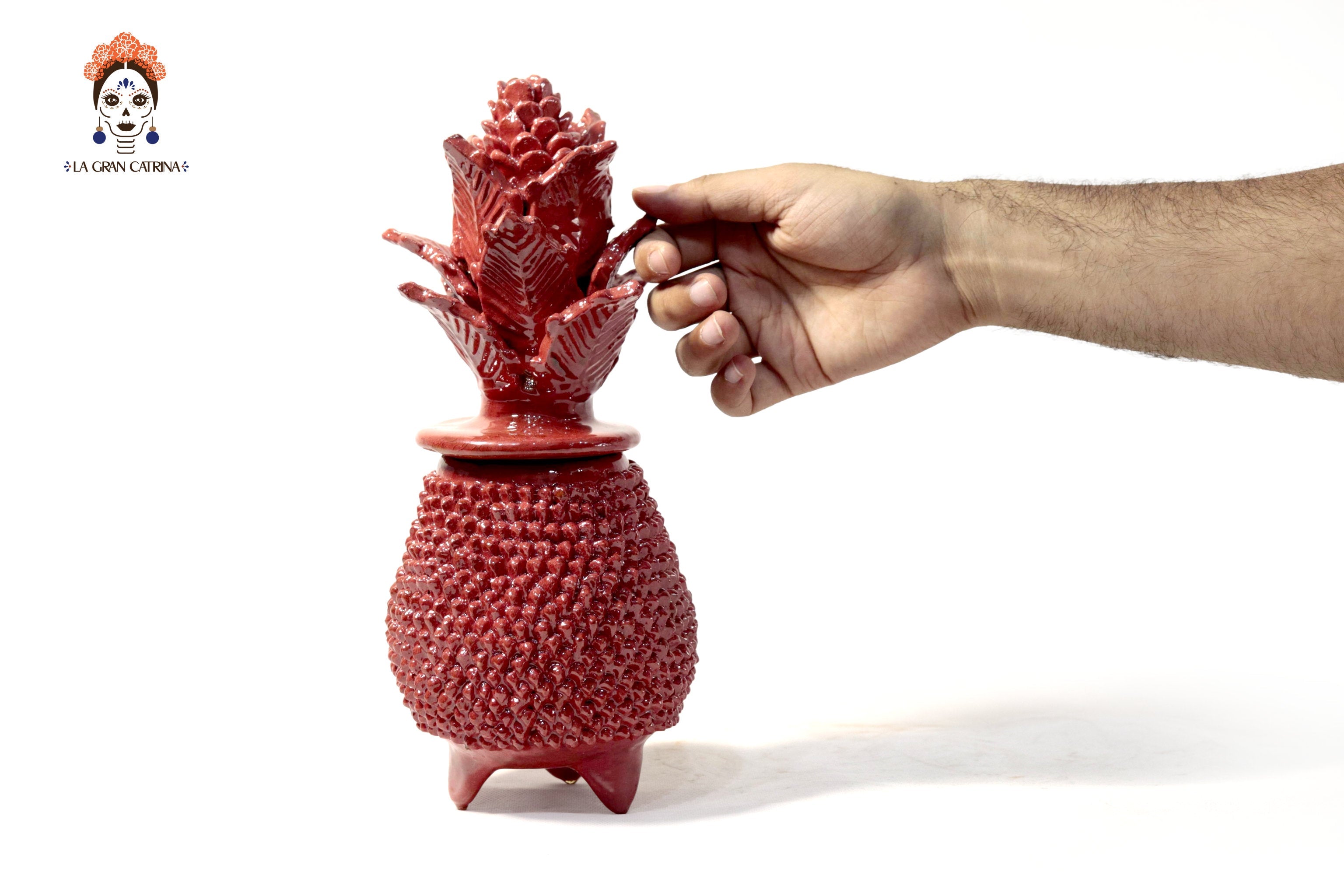 Michoacán Clay Pineapple - Spikes red - 11 in. Juan Gtz