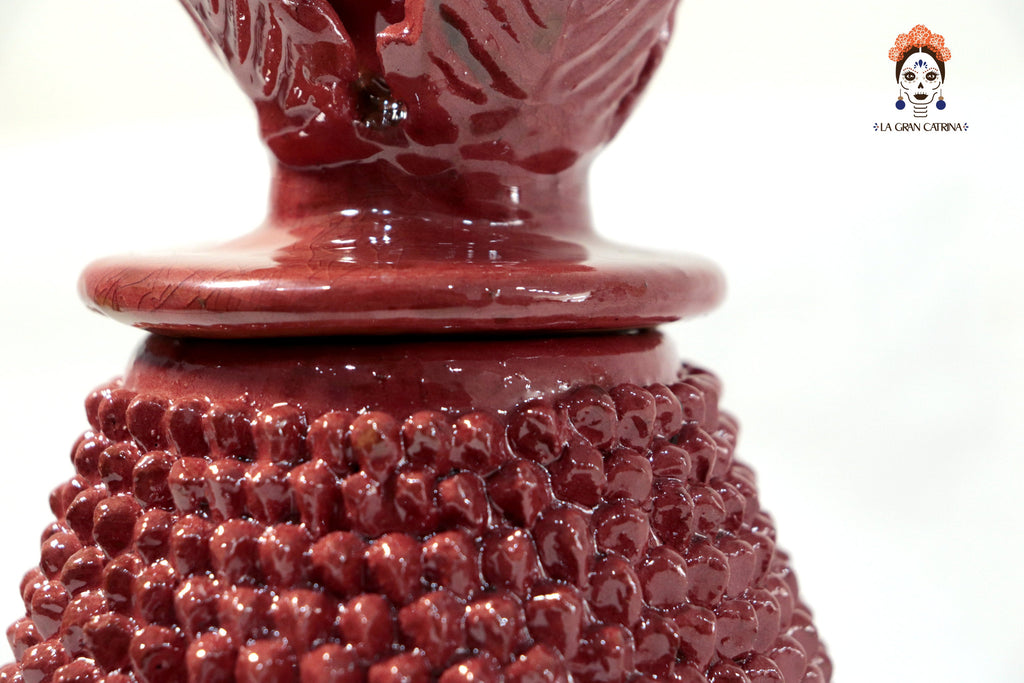 Michoacán Clay Pineapple - Spikes red - 11 in. Juan Gtz