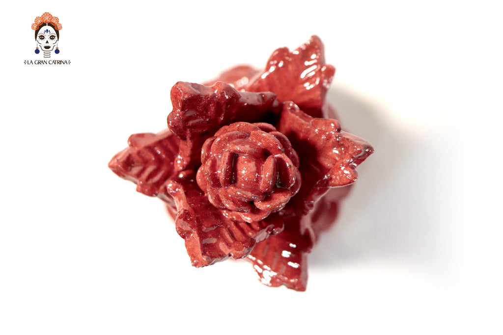 Red Pineapple with Petals Glazed Clay - 7.7 in. - Made to Order Juan Gtz