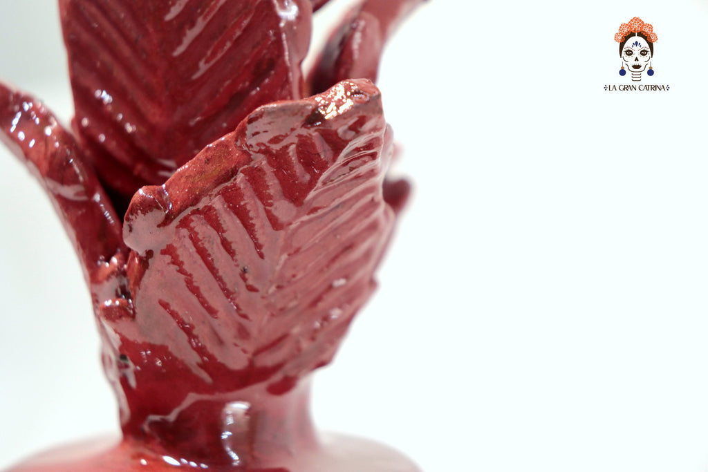 Red Pineapple with Petals Glazed Clay - 7.7 in. - Made to Order Juan Gtz