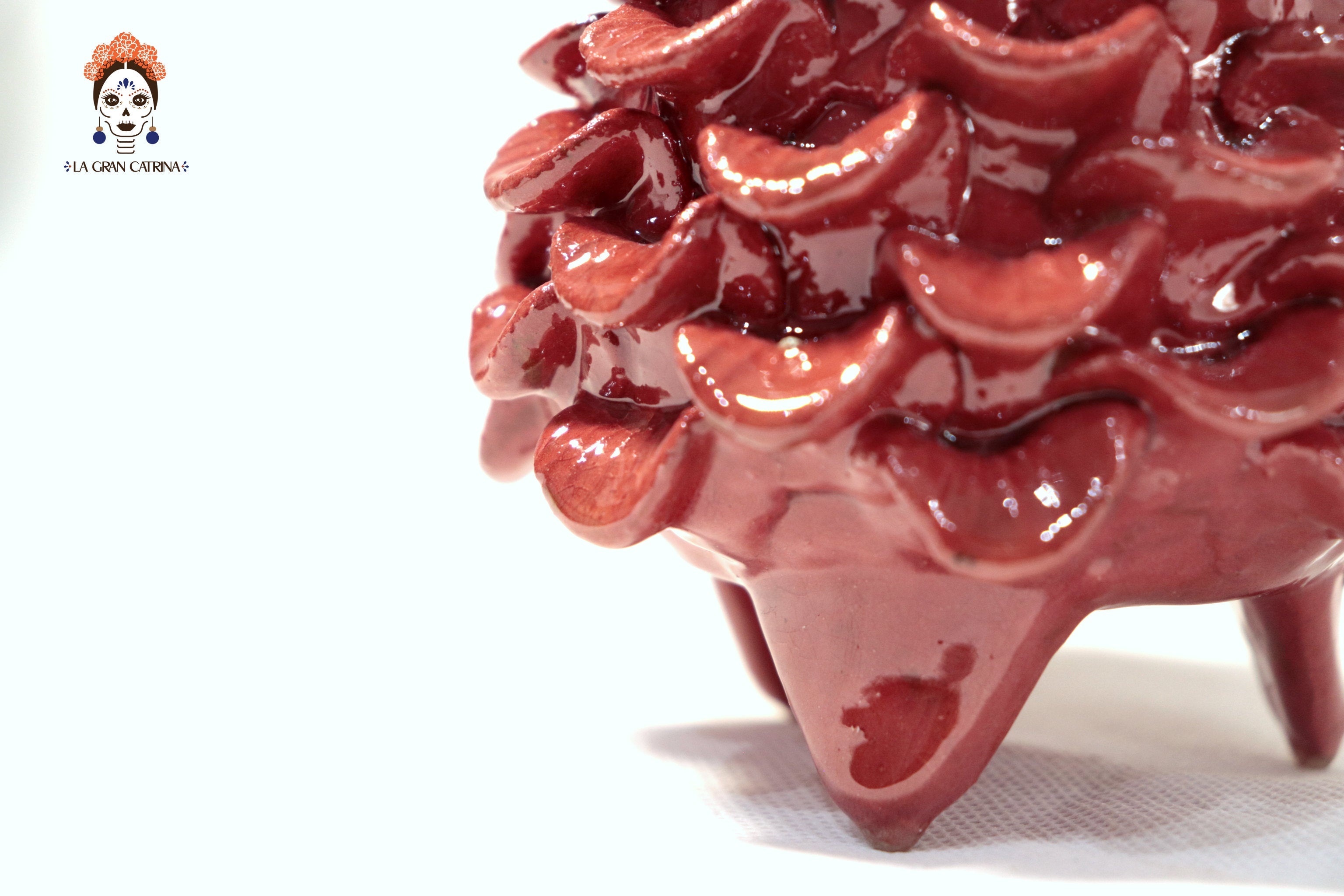 Red Pineapple with Petals Glazed Clay - 7.7 in. - Made to Order Juan Gtz