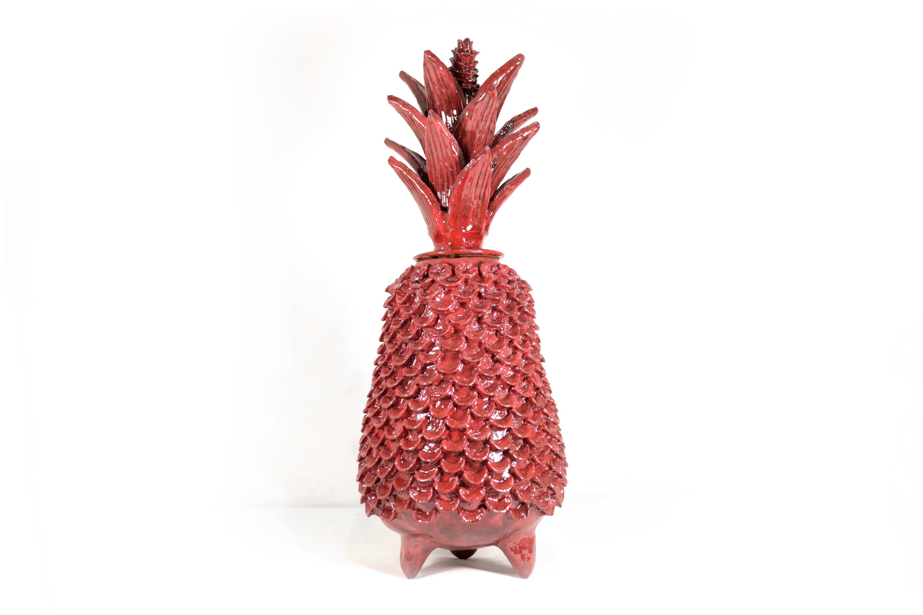 Michoacán Clay Pineapple - Papaya Roja - 22 in. Juan Gtz