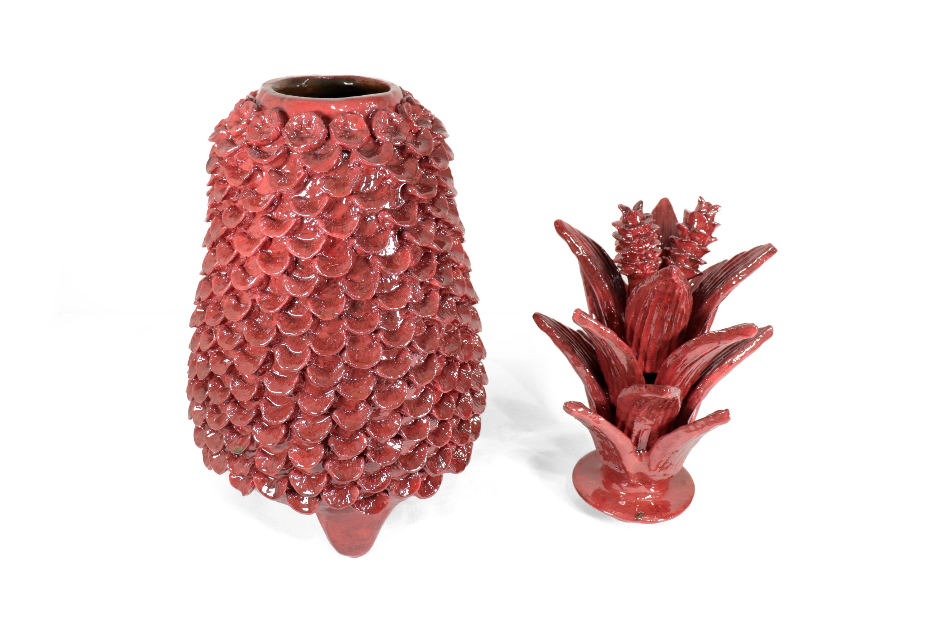 Michoacán Clay Pineapple - Papaya Roja - 22 in. Juan Gtz