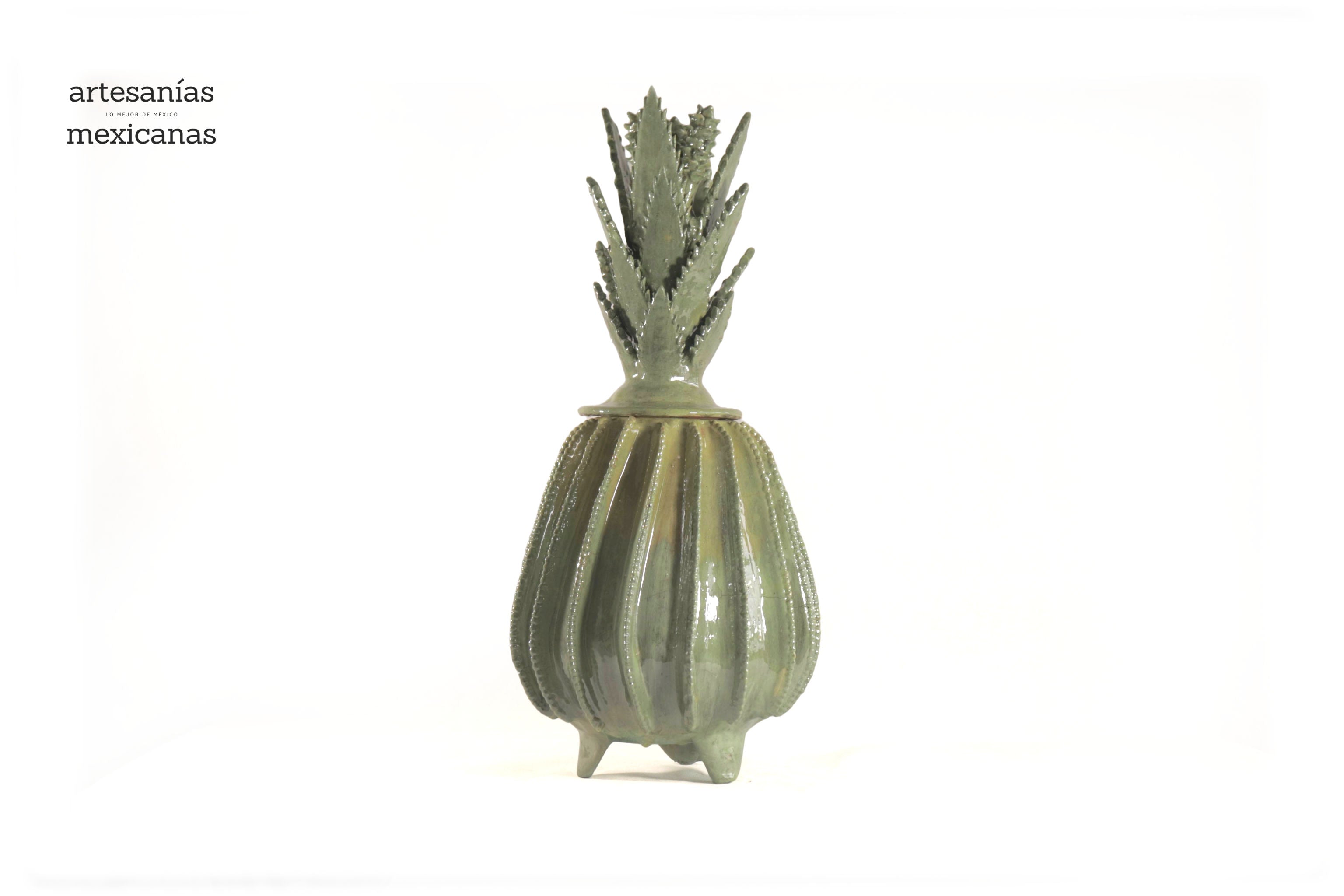 Michoacán Clay Pineapple - Barrel Cactus lemon yellow - 22 in. - Made to Order 5+ pcs. Juan Gtz