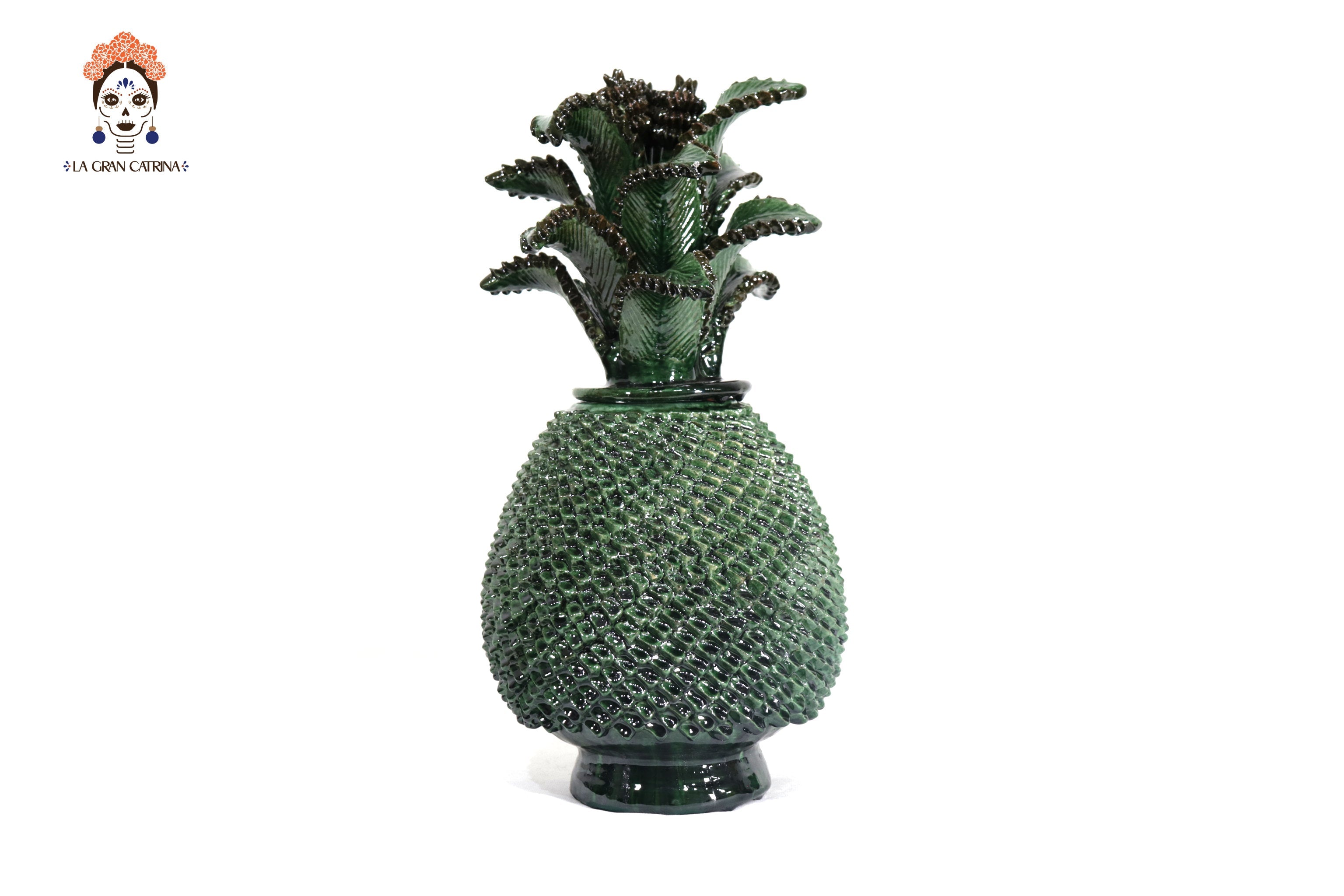 Green Pineapple with Spikes with Leaves Curved - 15 in. - Made to Order Juan Gtz