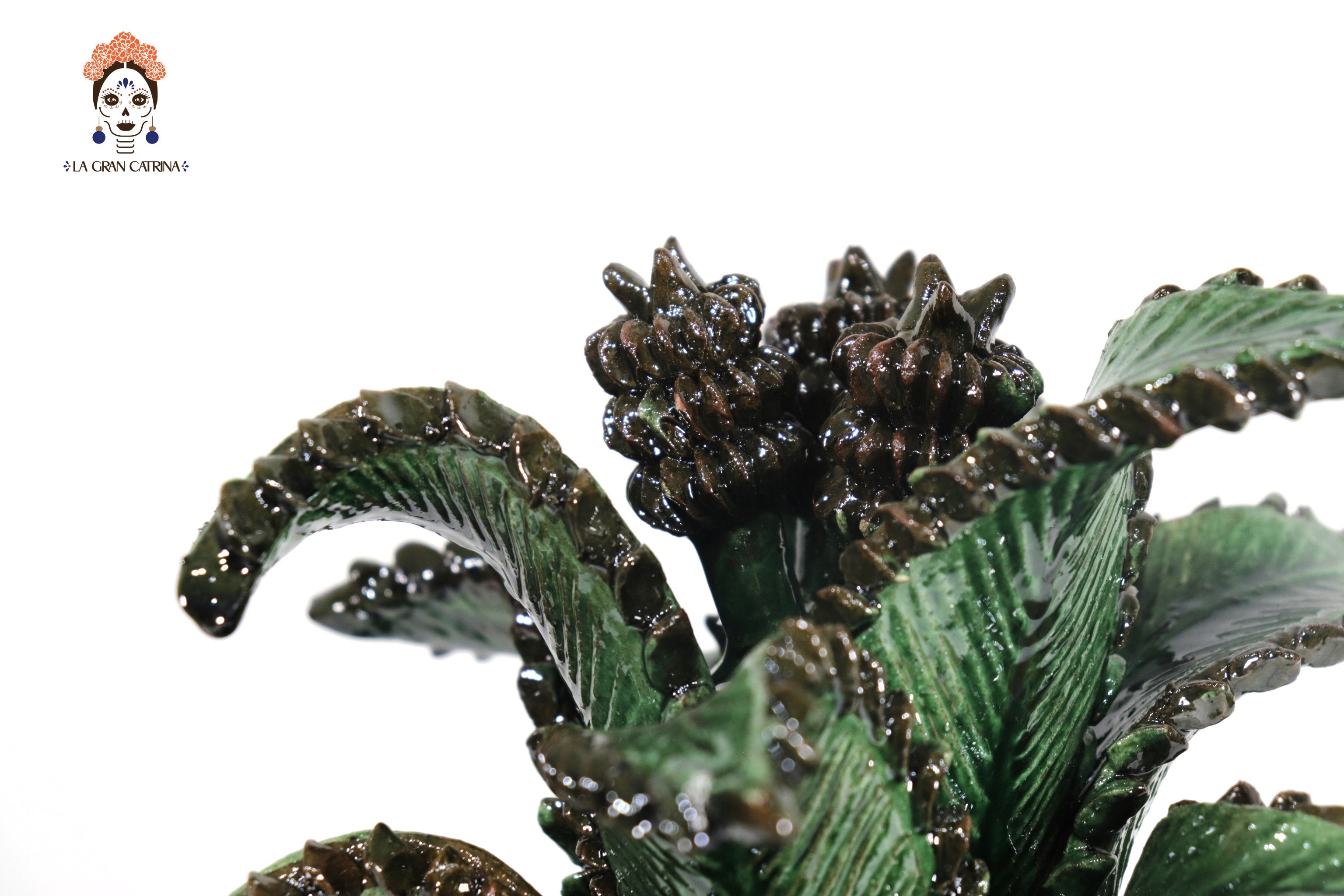 Green Pineapple with Spikes with Leaves Curved - 15 in. - Made to Order Juan Gtz