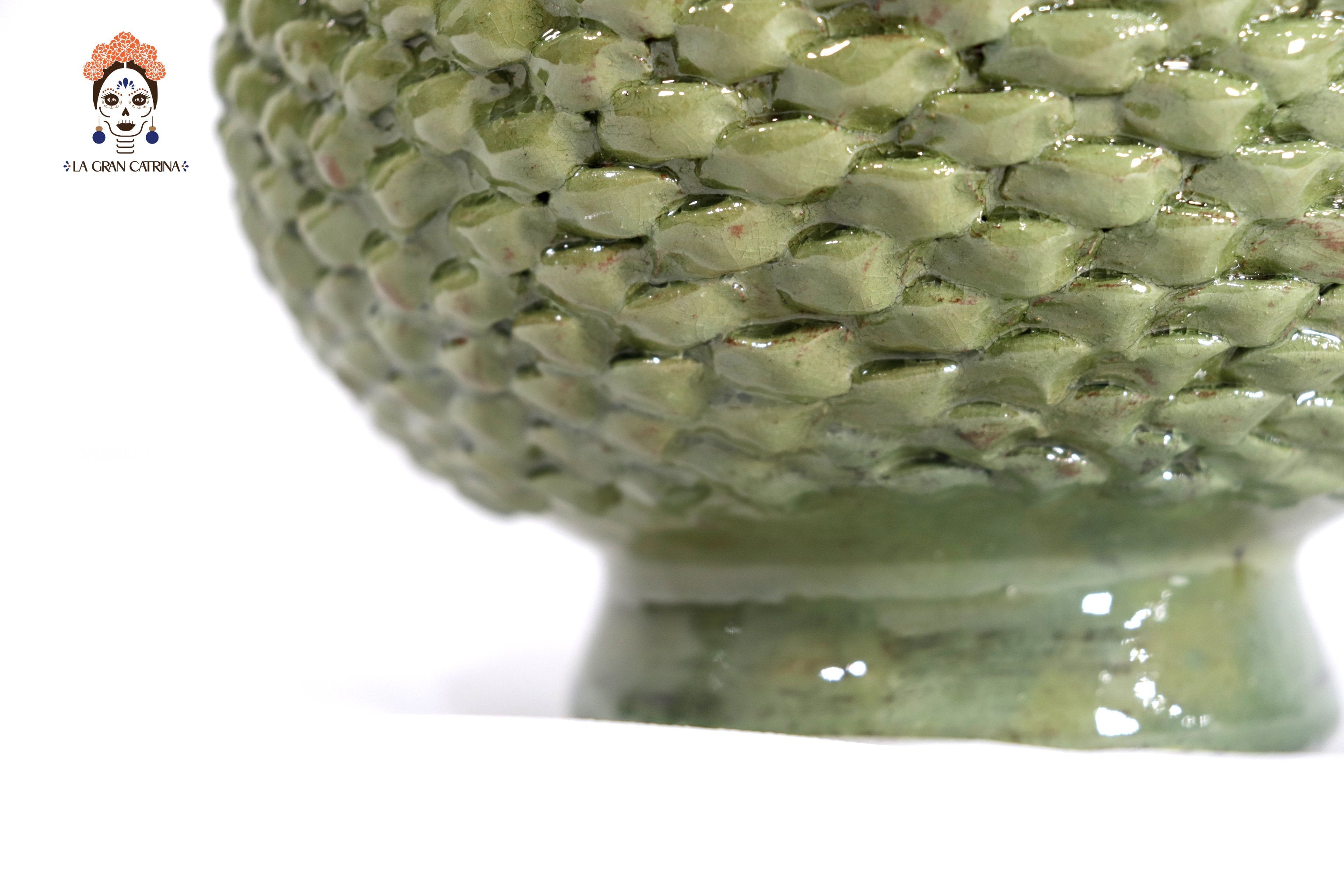 Michoacán Clay Pineapple - Light Light Green Small Dots - 13 in. - Made to Order Juan Gtz
