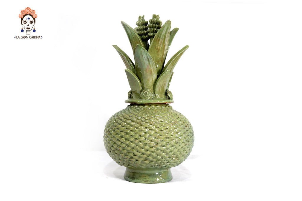 Michoacán Clay Pineapple - Light Light Green Small Dots - 13 in. - Made to Order Juan Gtz