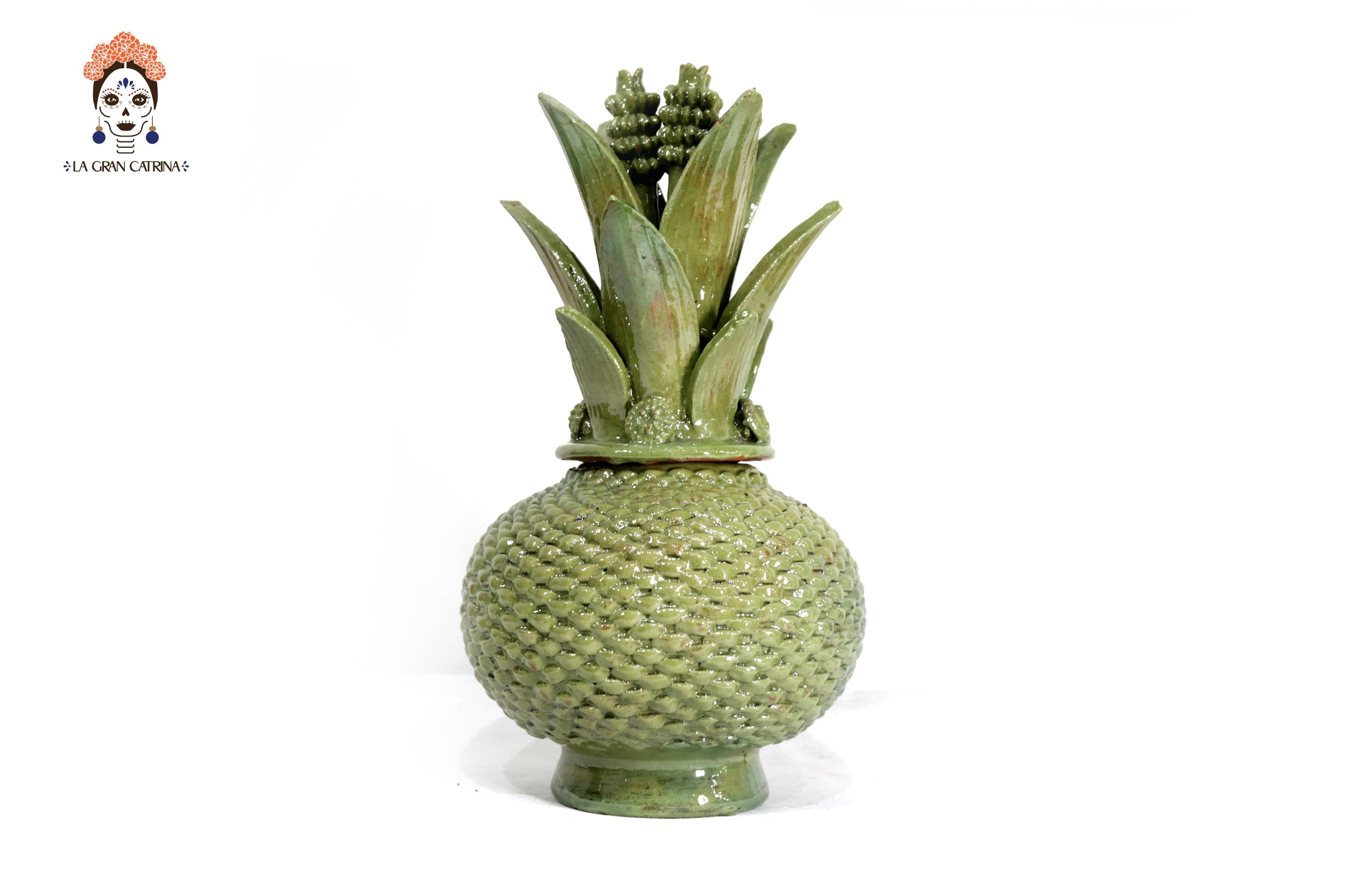 Michoacán Clay Pineapple - Light Light Green Small Dots - 13 in. - Made to Order Juan Gtz