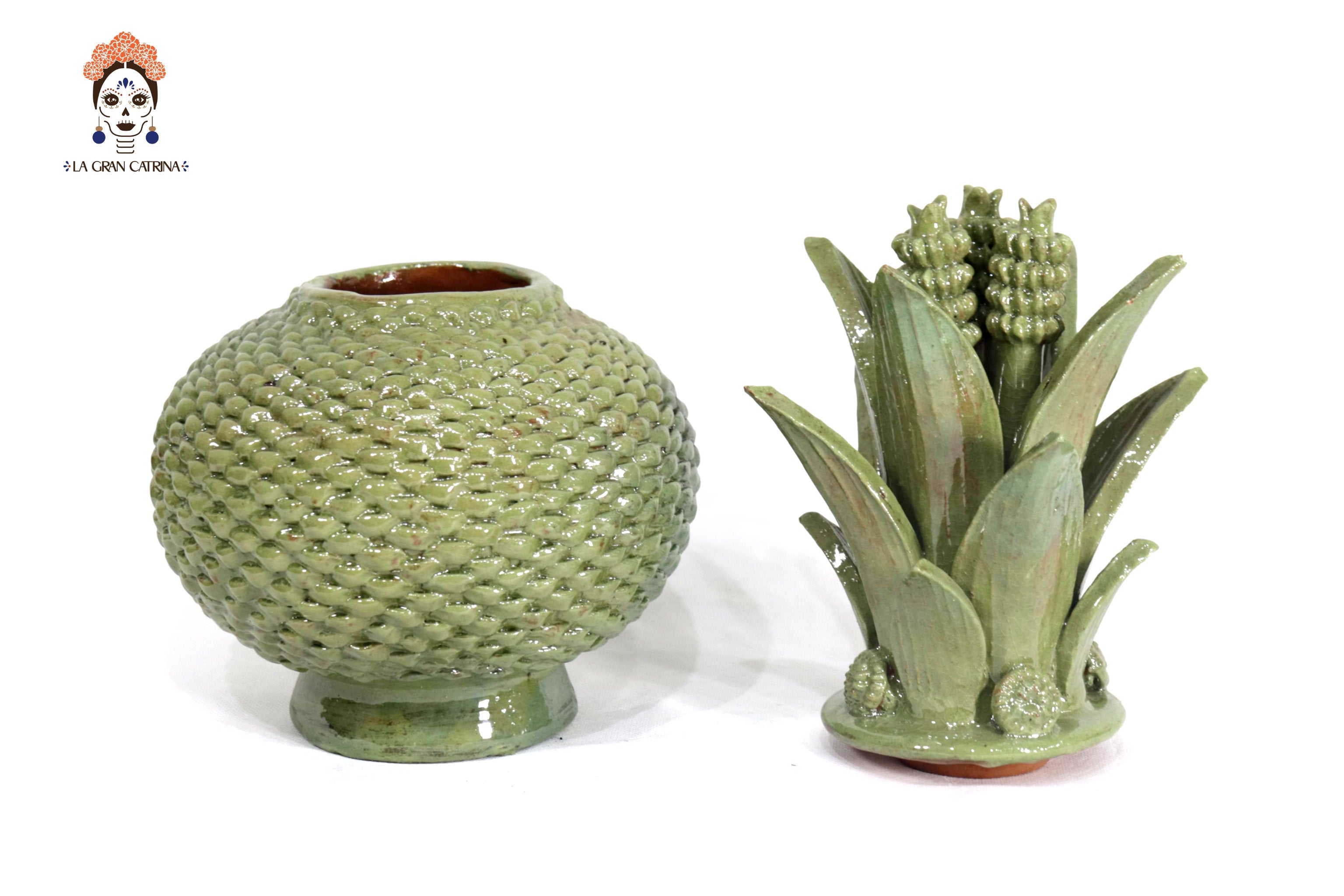 Michoacán Clay Pineapple - Light Light Green Small Dots - 13 in. - Made to Order Juan Gtz