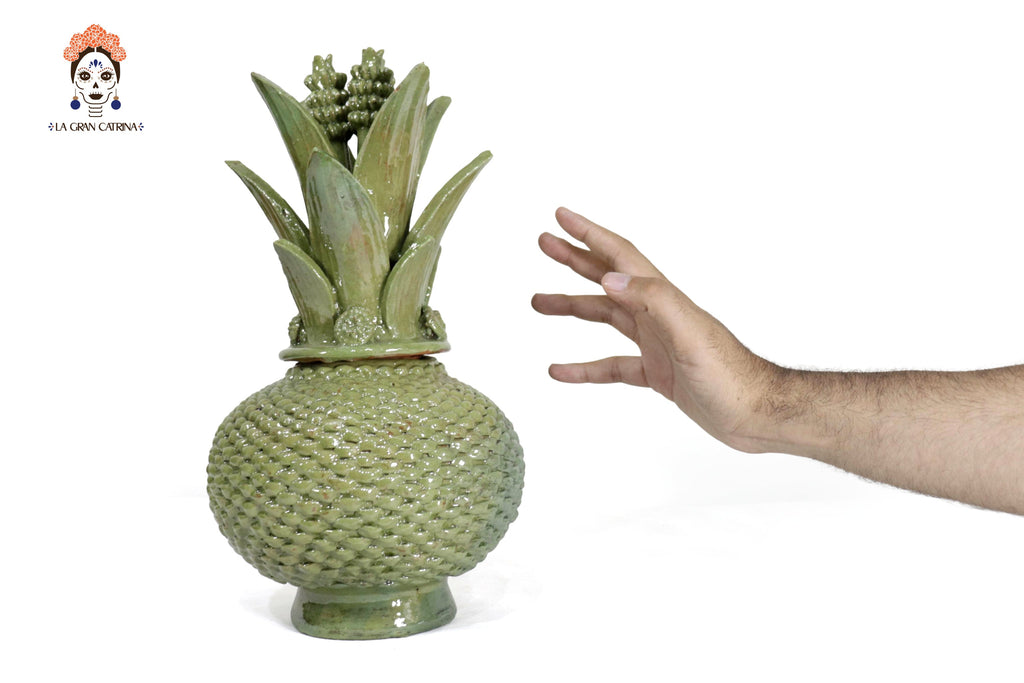 Michoacán Clay Pineapple - Light Light Green Small Dots - 13 in. - Made to Order Juan Gtz